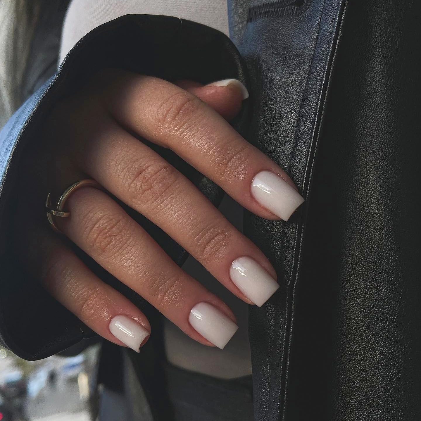 Ivory White Press on Nails Short Square, Natural Gel Nails Glue on Acrylic Nails Press ons, 48Pcs Thick Reusable Fake Nails for Women, Short Coffin Artificial Nails Solid Color Square Nails - Image 2