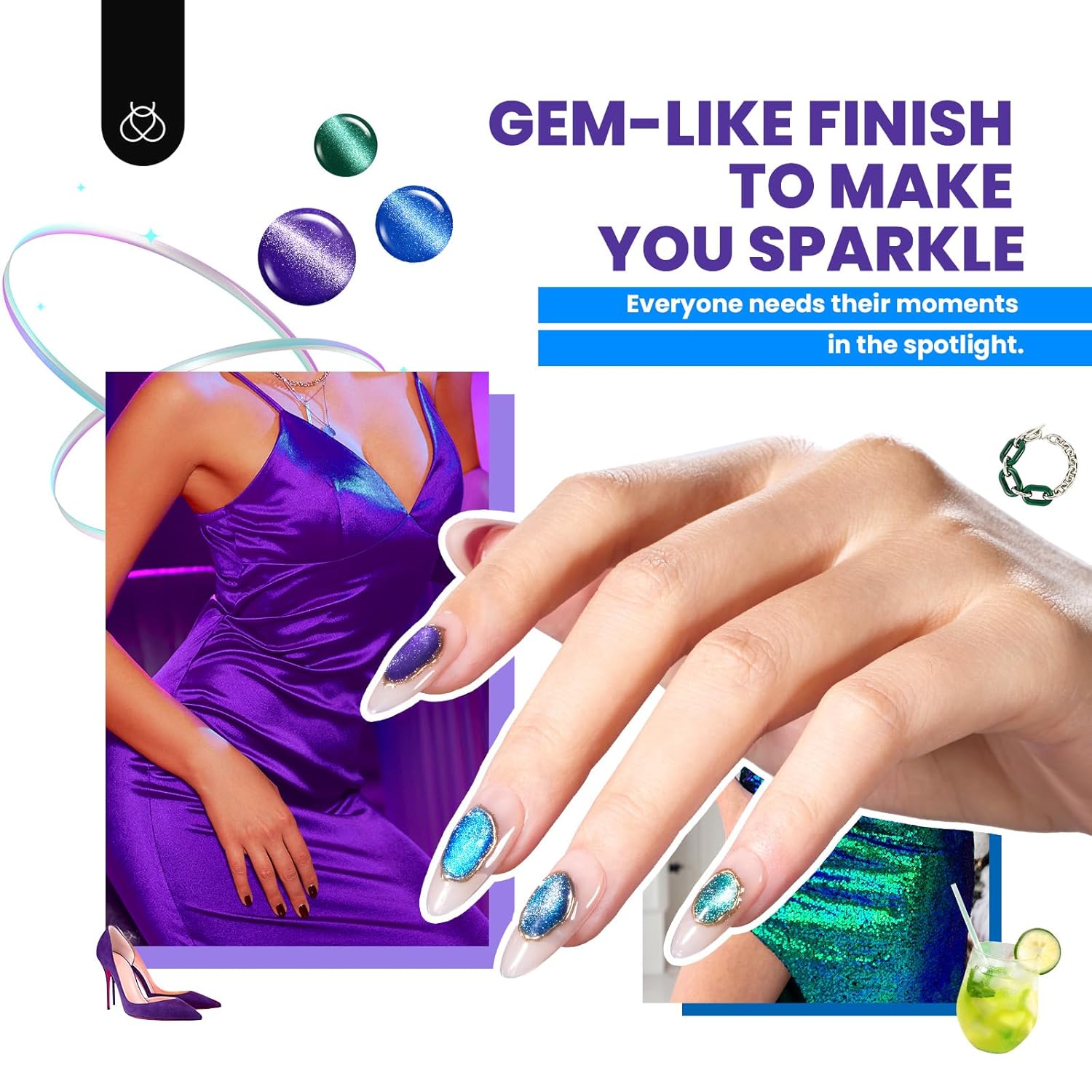 20 Colors Cat Eye Gel Nail Polish Kit with Base, Top Coat, and Magnet - Image 3