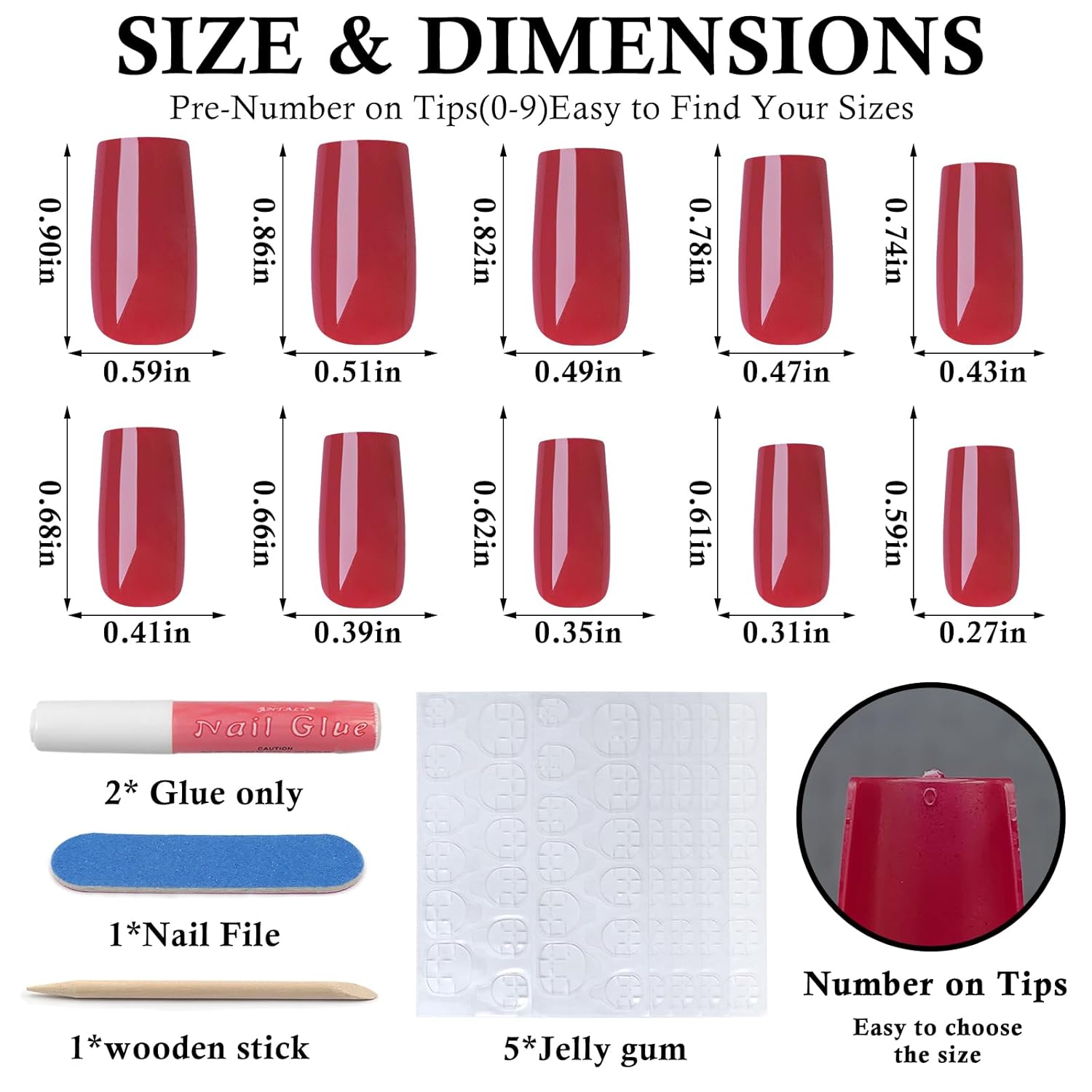 120Pcs Red Press on Nails Medium Square Glue on Nails, Glossy Solid Color Fake Nails Full Cover Acrylic Nails Press on for Women Girls Artificial Fingernails - Image 3