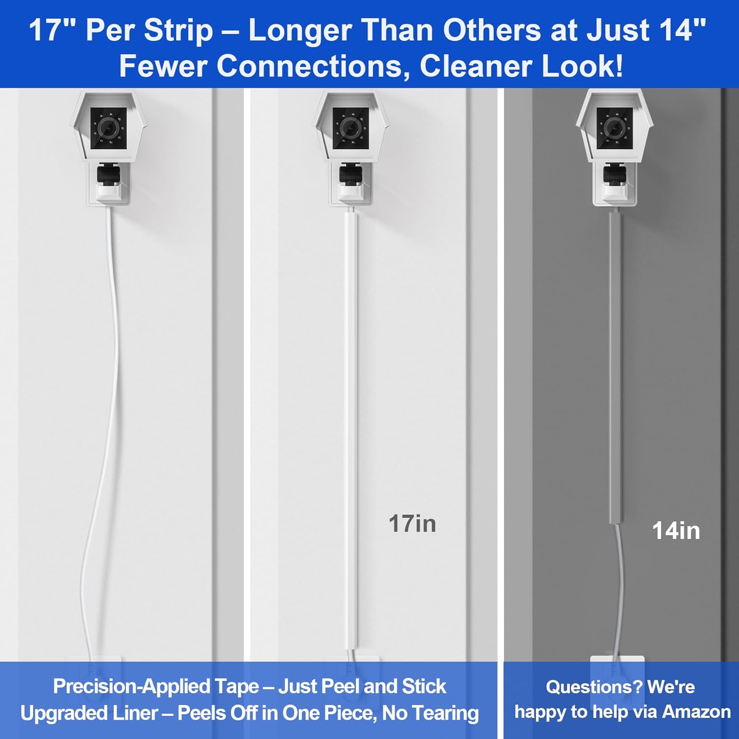 Cord Hider for One Wire, 102in Cable Hider Concealer, Paintable Wall Wire Covers, PVC Cable Management Raceway for A Thick Extension Cord, 6 x L17in W0.59 H0.4in, White - Image 3