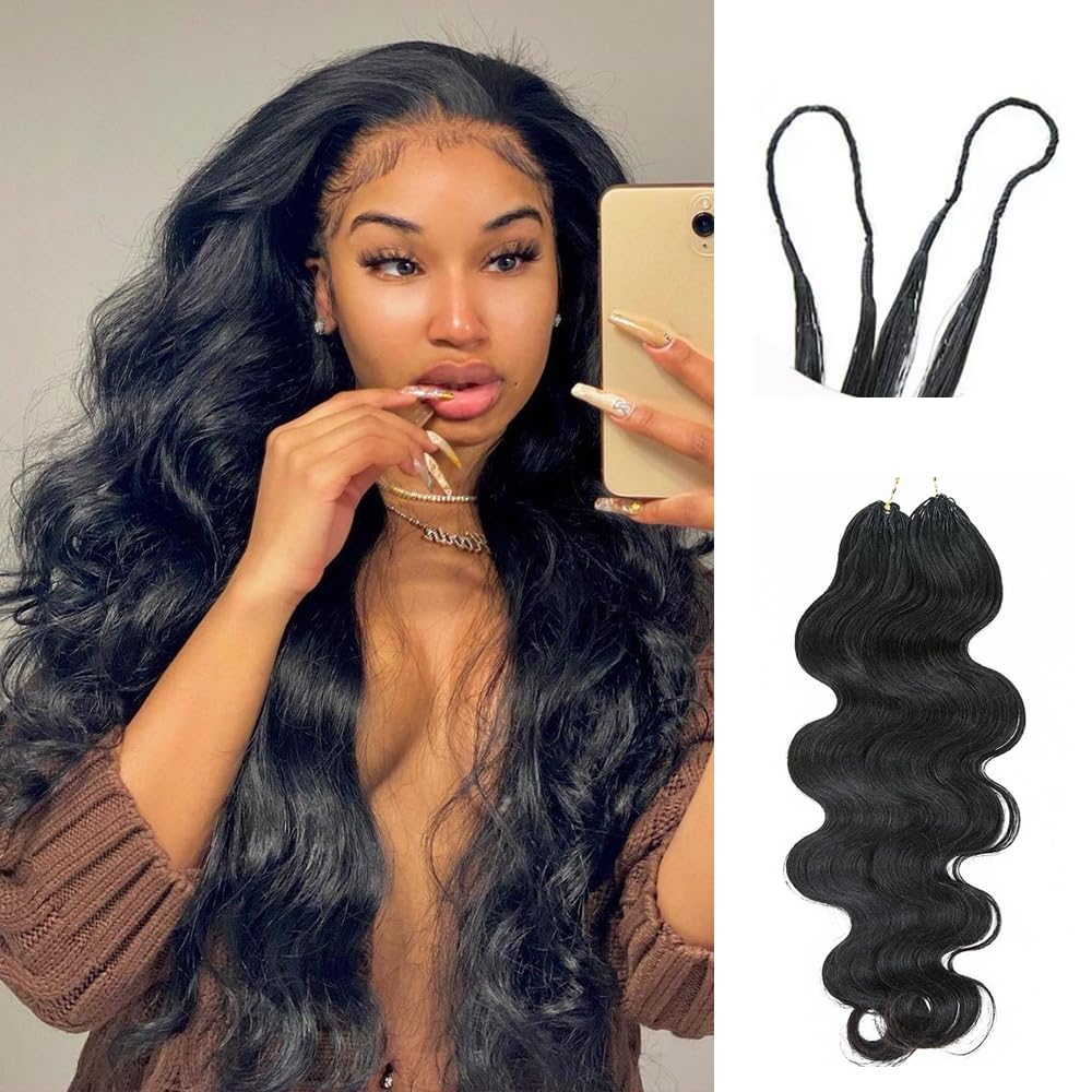 Body Wave Pre-Separated Crochet Hair Extensions Human Hair Knotless Pre-Separated Feather Crochet Braid Hair Extensions Natural Color 18 Inch 60g - Image 4