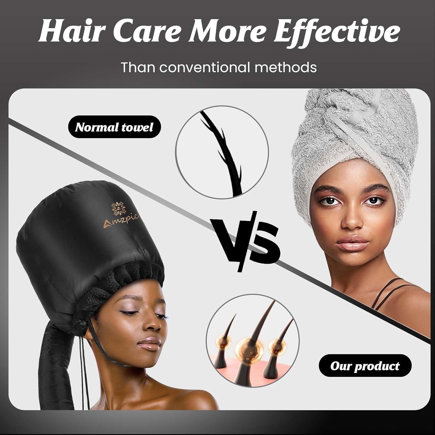 Bonnet Hood Hair Dryer Attachment - Headband Integrated Bonnet Hair Dryer for Speeds Up Drying Time at Home, Easy to Use for Styling, Curling and Deep Conditioning (Black,Adjustable) - Image 4