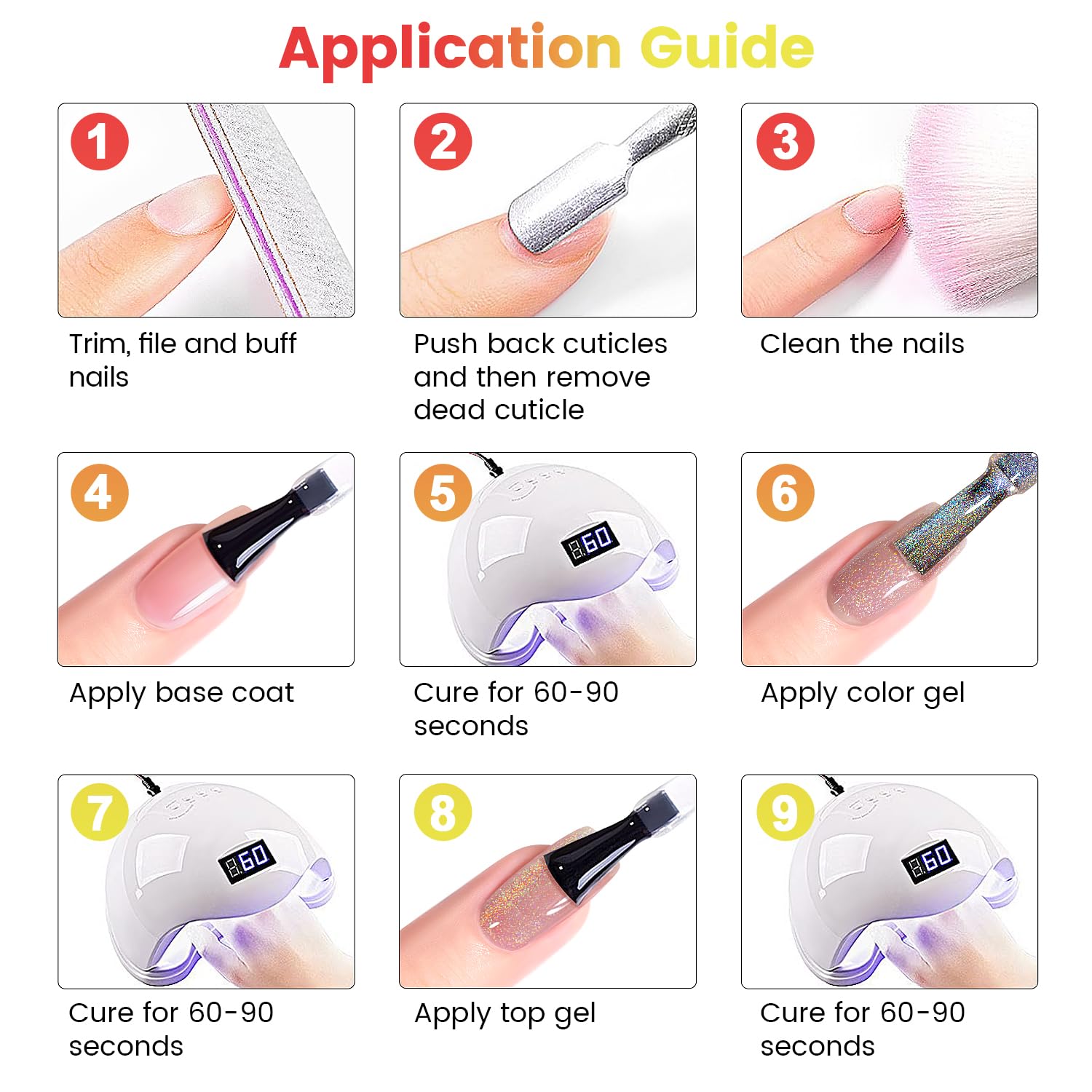RARJSM 9D Cat Eye Gel Nail Polish Kit with Magnet Stick Clear Silver Glitter for DIY Nail Art - Image 9