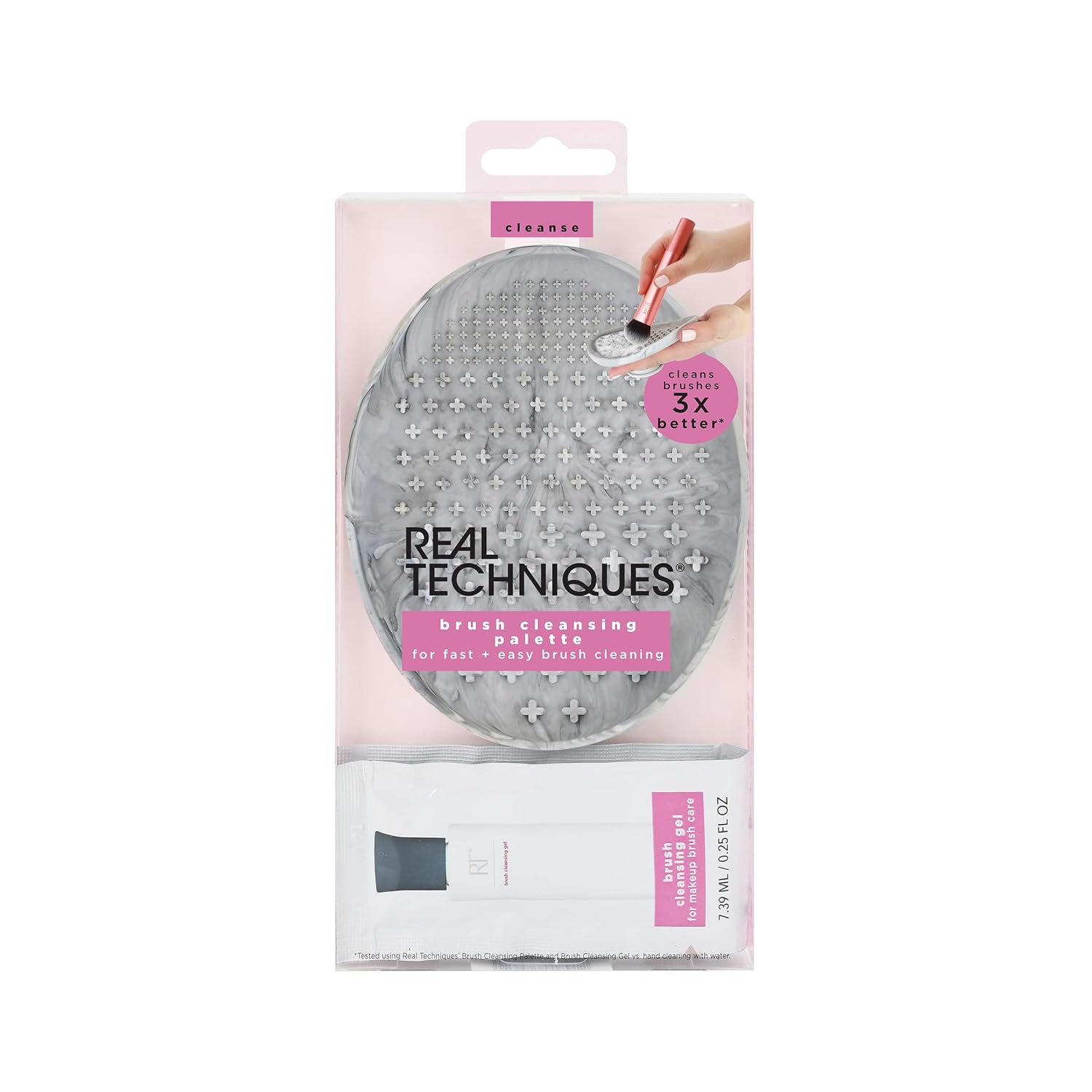 Real Techniques Miracle Brush Cleansing Palette, Makeup Brush Cleaner For Deep Cleaning, Use With Makeup Brush Shampoo, Silicone Ridges & Easy Grip, Includes Cleansing Gel, Cruelty-Free, 3 Count - Image 2