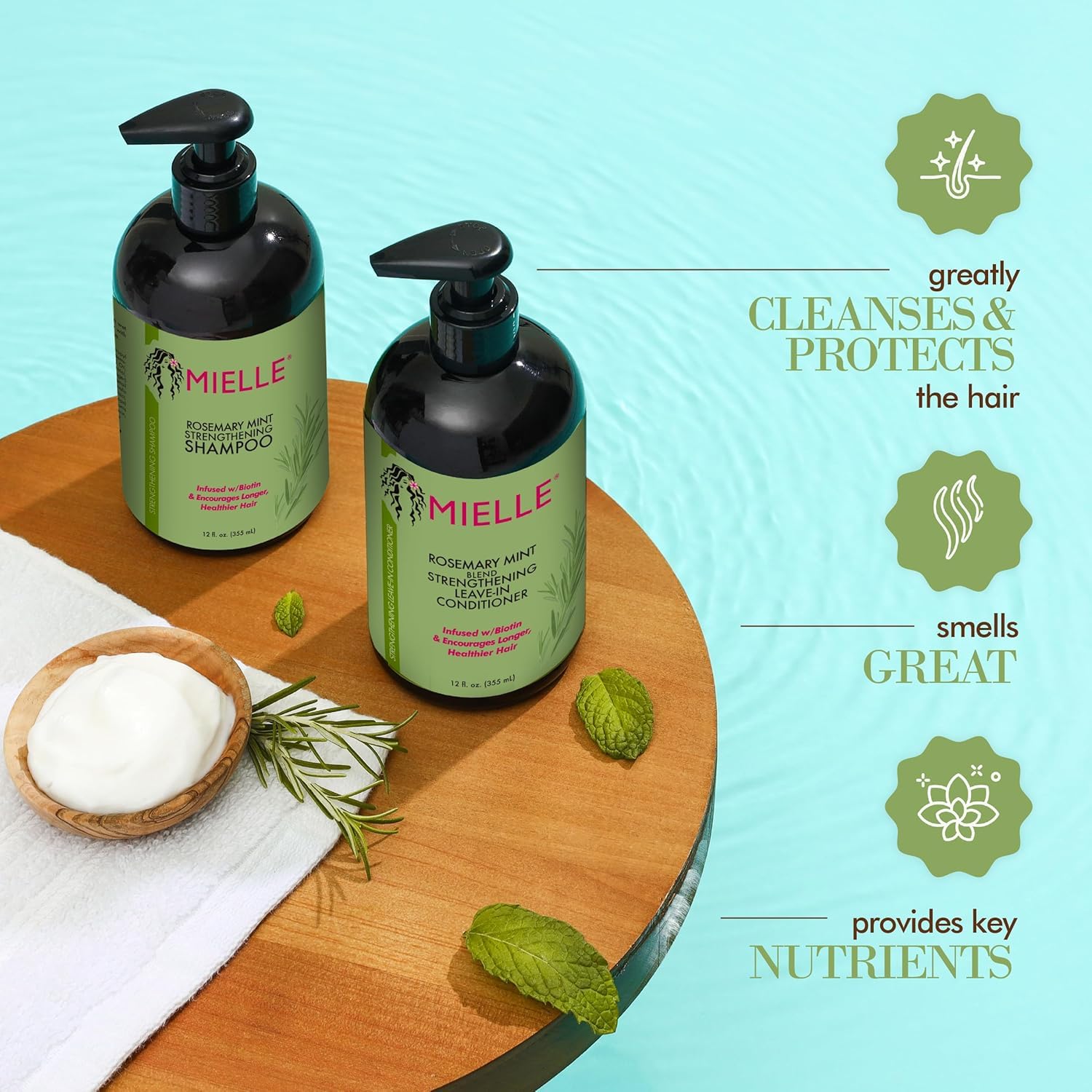 Mielle Organics Rosemary Mint Strengthening Shampoo Infused with Biotin, Cleanses and Helps Strengthen Weak and Brittle Hair, 12 Ounces - Image 3