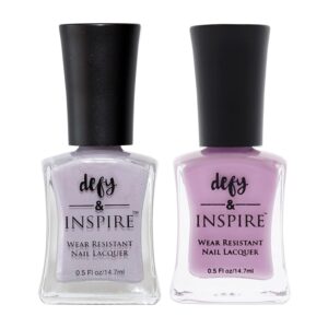 defy & Inspire Wear Resistant Nail Lacquer, Purple/Greys - Quick Dry, Longwear Nail Polish - Thick, Brush Design for Manicure and Pedicure - 3 pc