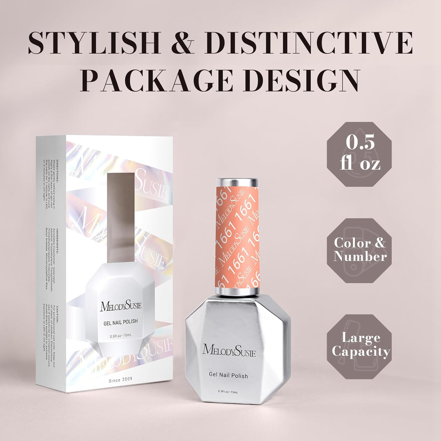 MelodySusie Orange Gel Nail Polish, Coral Orange 0.5 fl oz Soak Off UV LED Creamy Orange Gel Polish Christmas Gift for Women Nail Art Manicure Salon DIY Nail Design Decoration at Home-1661 - Image 6