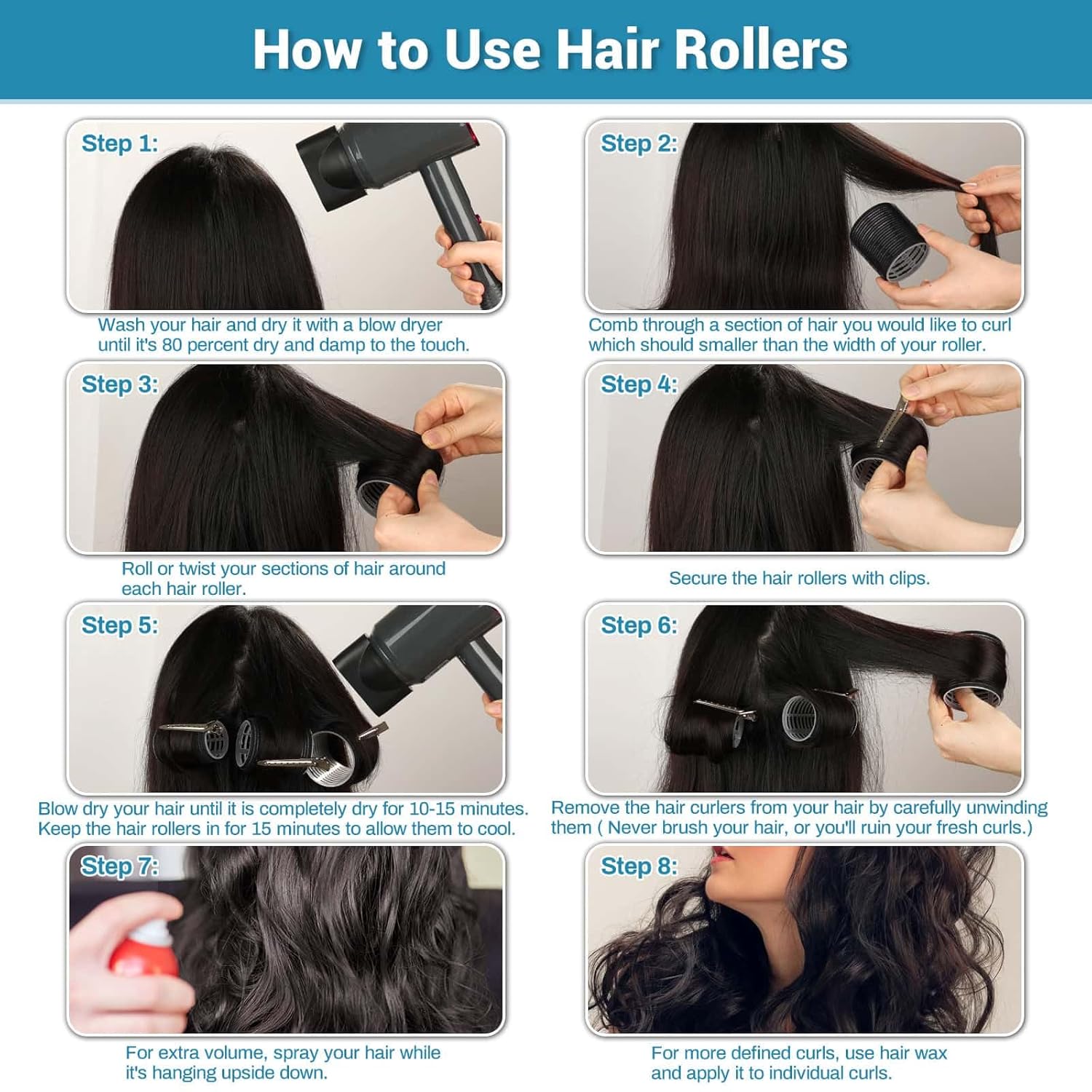 56 Pcs Hair Rollers Set for Blowout Look Long Hair, 30Pcs Rollers Hair Curlers in 5 Sizes with 24 Pcs Clips and Storage Bag for Long Medium Short Hair Volume - Image 5