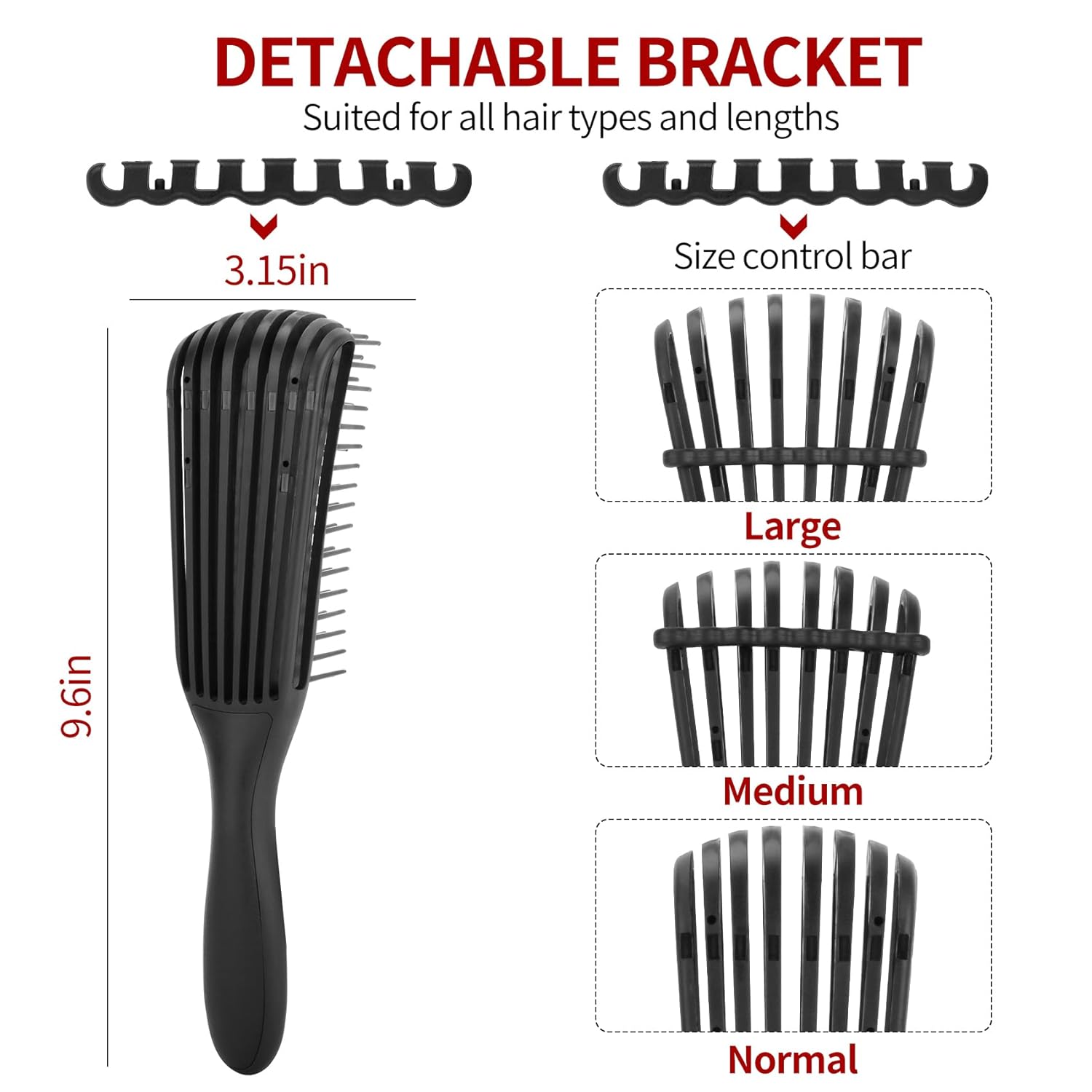 Textured Hair Brush Set for 3a to 4c Afro Hair Detangler Black - Image 3
