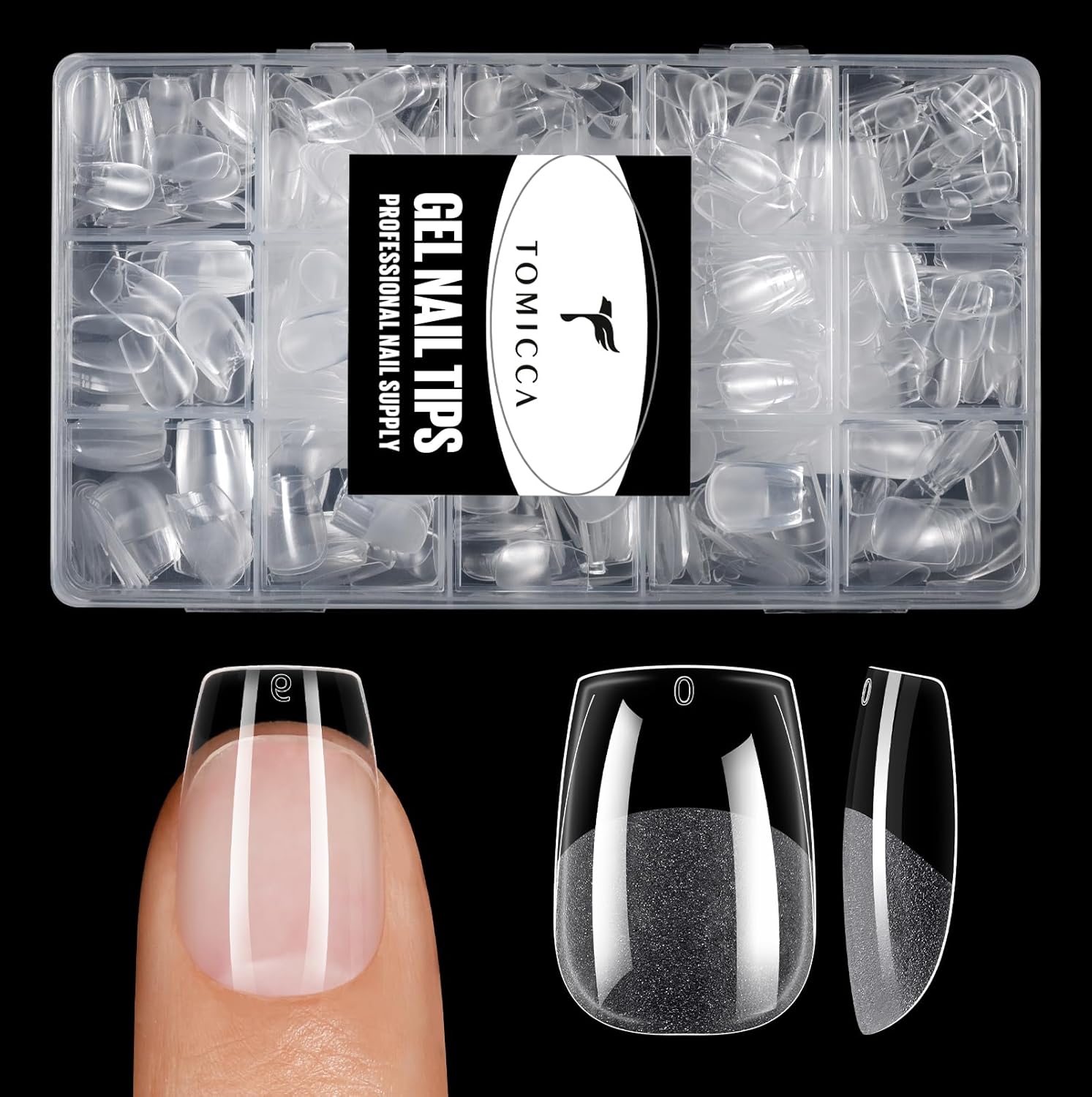 TOMICCA Clear Nail Tips Acrylic Nails 240Pcs Extra Short Coffin Acrylic Nail Kit Pre-shape Full Cover Clear Nails For Nail Extension Home DIY Salon 15 Sizes Gel Nails - Image 9