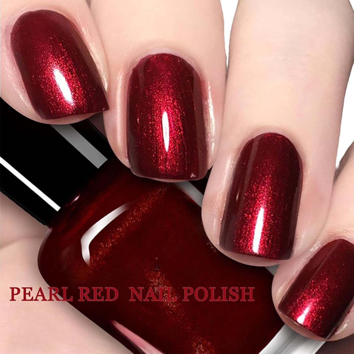 Pearl Gel Nail Polish - Quick Air Dry Wine Red, Burgundy, Long Wearing, Dark Red for Women & Girls - 12ML - Image 6