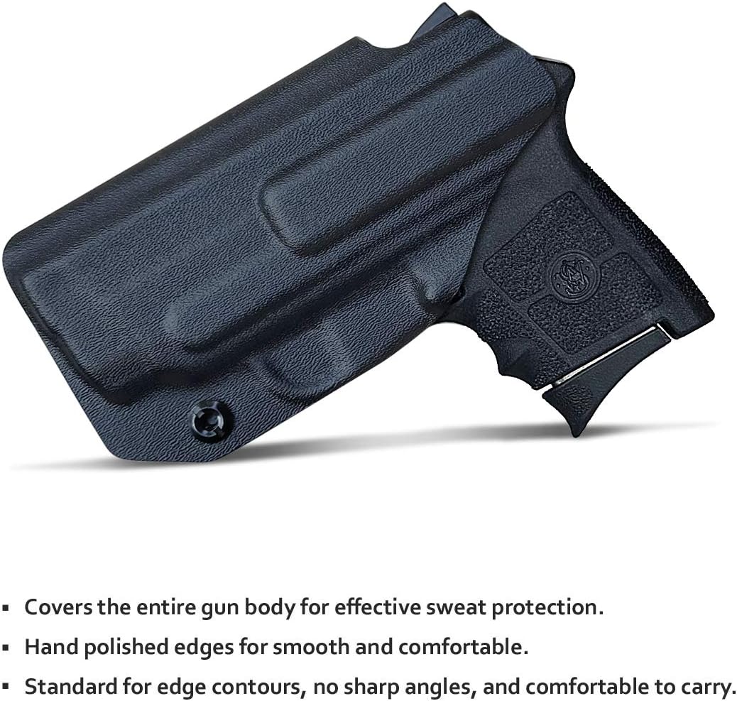 Bodyguard 380 Holster IWB Kydex Holster Fit: Smith & Wesson M&P Bodyguard 380 / Bodyguard 380 with Integrated Laser Pistol⎜Inside Waistband Carry⎜Adj. Cant Retention⎜Cover Mag-Button⎜No Wear⎜No Jitter - Image 2