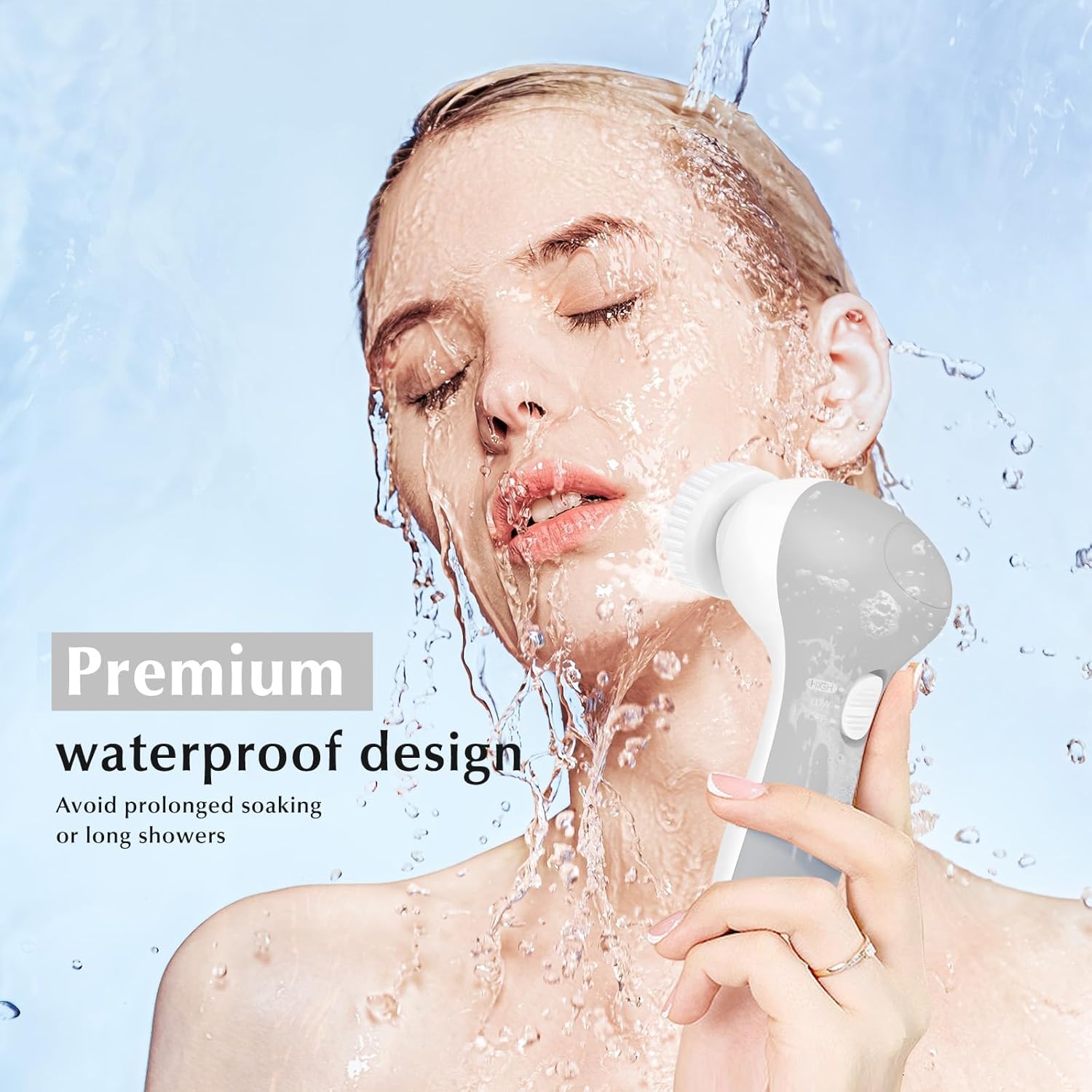 COSLUS 7-in-1 Waterproof Silicone Facial Cleansing Brush Spa Device 3 Speeds - Image 4