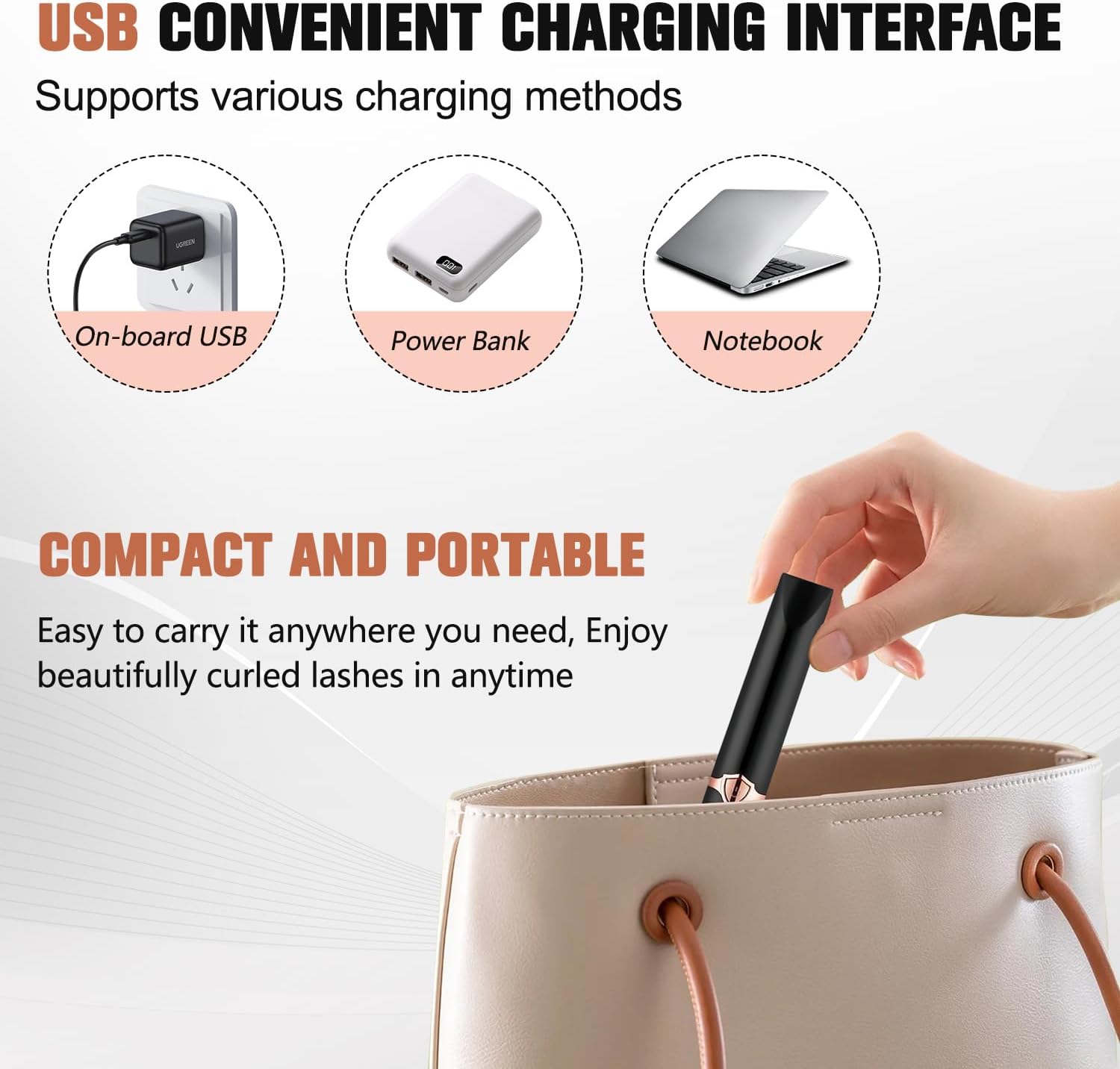 Heated Eyelash Curler, 2 in 1 Clip-Type Design, USB Rechargeable Electric Eyelash Curler, 3 Heat Modes, Natural Curling 24 Hours Long Lasting, Beauty Tools for Women (Black) - Image 7