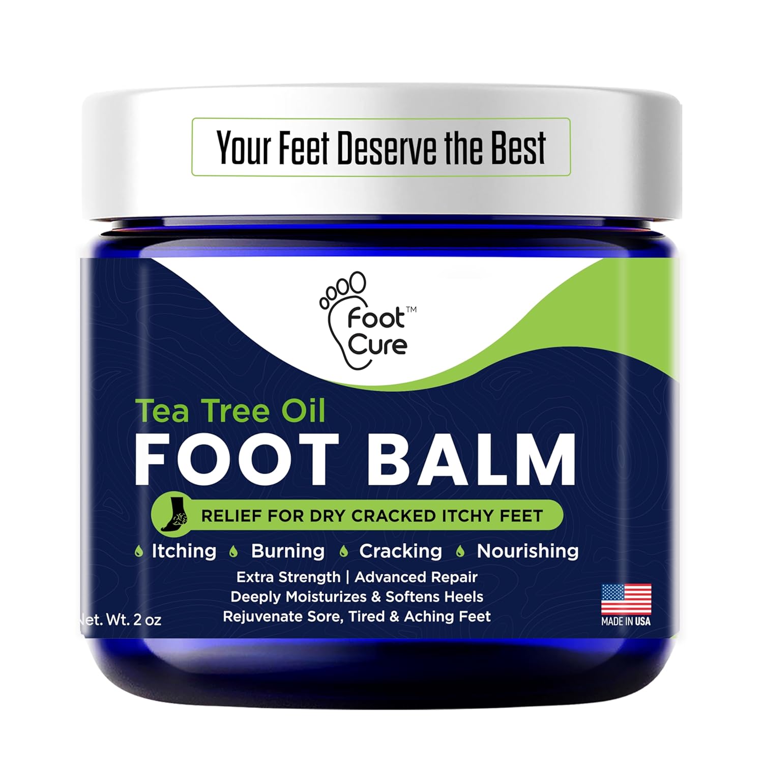 Tea Tree Oil Balm – Moisturizer for Dry Cracked Feet – Instantly Hydrates & Soothes Irritated Skin & Athlete's Foot – Best Care for Women and Men – Made in USA