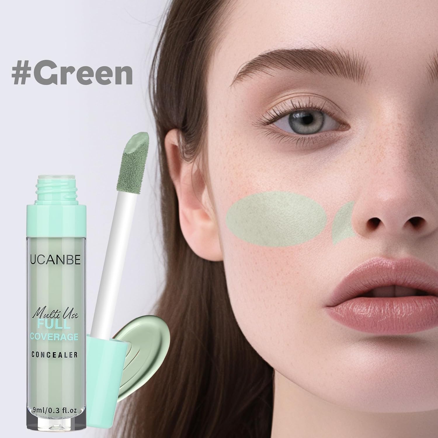 UCANBE Liquid Concealer Stick, Conceals, Covers, Highlights, Medium to Full Coverage Hydrating Color Corrector Face Makeup for Under Eye Dark Circles, Redness, Dullness, Fine Lines - Green - Image 2
