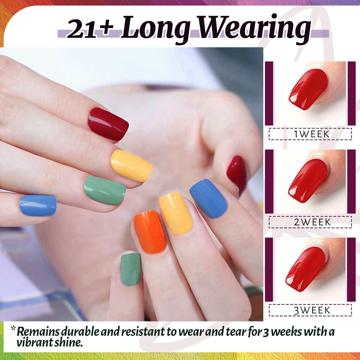 JEWHITENY 45 Piece Gel Nail Polish Kit, 42 Vibrant Colors, for Women and Girls - Image 4