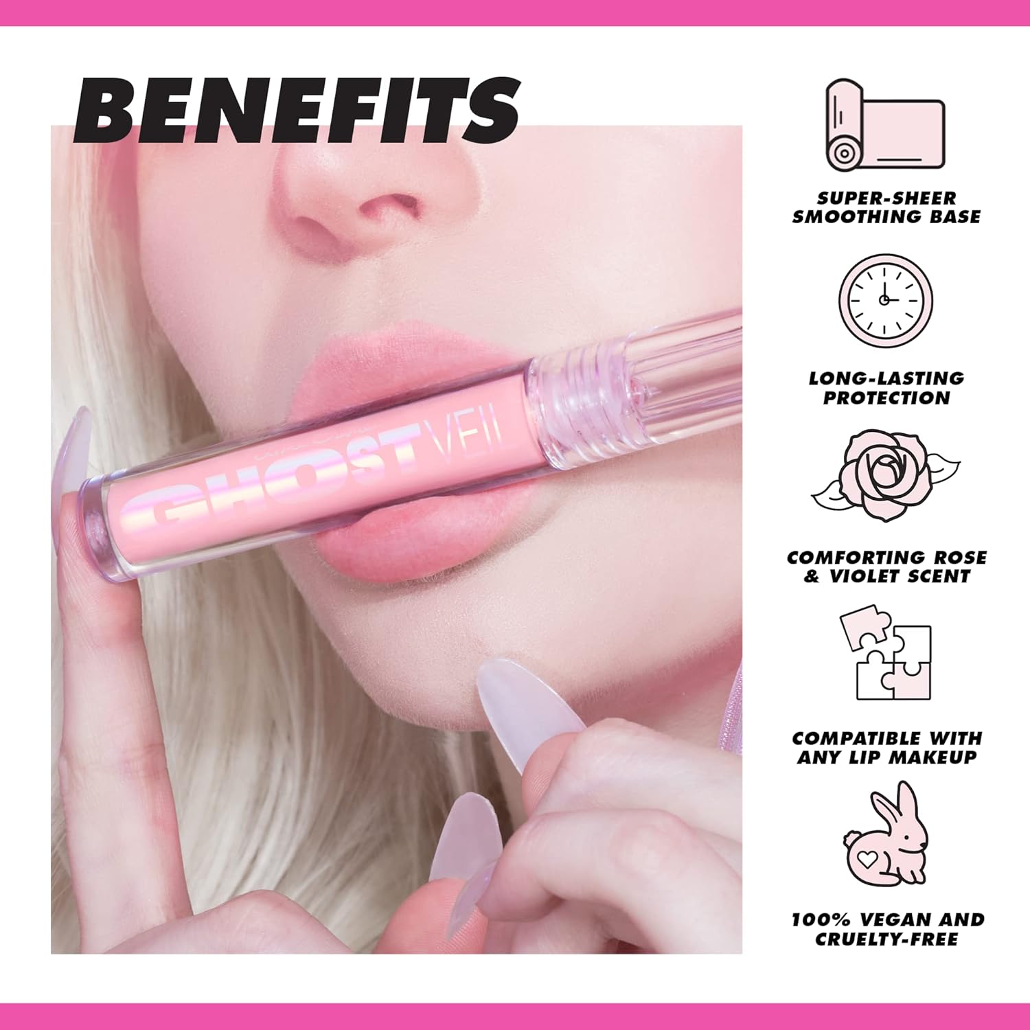 Lime Crime Ghost Veil Lip Primer, Translucent Sheer Pink - Extends the Life of Lipstick - Lightweight and Super Sheer Smoothing Base for Long Lasting Quality - Vegan & Cruelty-Free - Image 3