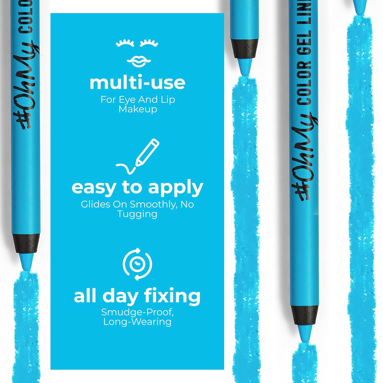 OhMy Color Gel Eyeliner Pencil - Long Lasting, Waterproof - Vibrant Colored, Highly-Pigmented Blue - Image 4