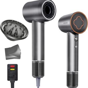 Hair Dryer, 110000 RPM Brushless High-Speed Hair Dryer 1500W Motor Negative Ionic Blow Dryer, Low Noise Hairdryer with Nozzle Diffuser