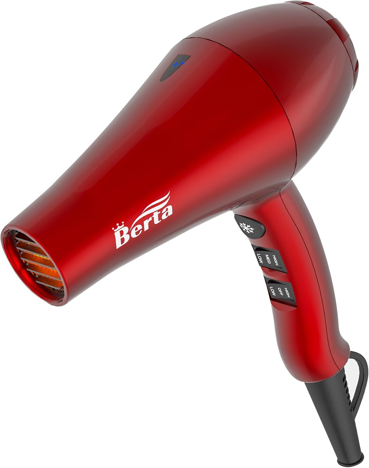 BERTA 1875W Powerful Negative Ions Hair Dryer Ceramic Professional Far Infrared Blow Dryer 2 Speeds 3 Heating Settings (3 Attachments) - Image 4