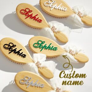 Custom Hair Brush, Personalized Bamboo Goody Brush with Name, Bridesmaid Gift Accessories for Women,Mom, Wife, Mothers Day, Wedding