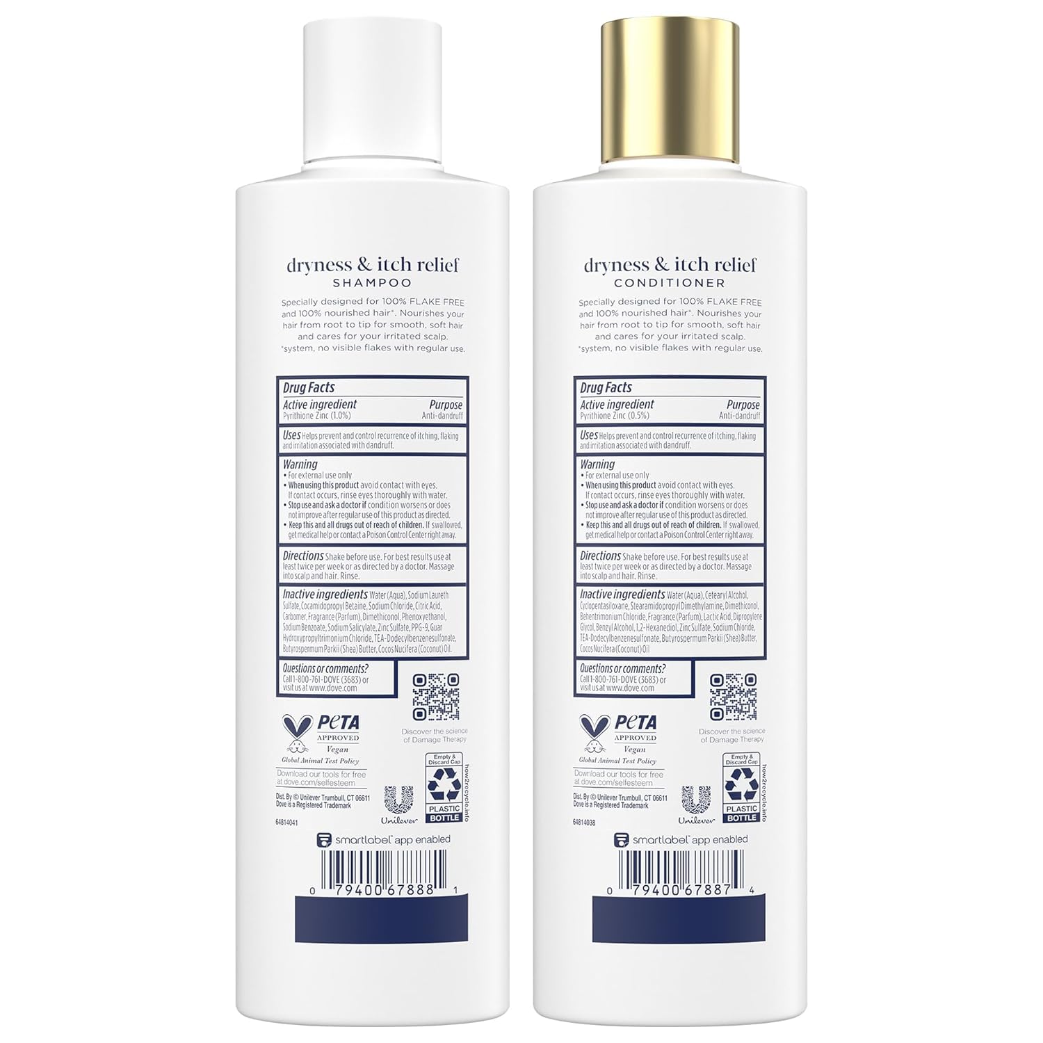 Dove Shampoo and Conditioner Set - DermaCare Scalp Dryness & Itch Relief, Pyrithione Zinc Shampoo and Conditioner, Anti-Dandruff, Anti-Frizz, Smoothing Hair Care, 12 Oz (2 Piece Set) - Image 2