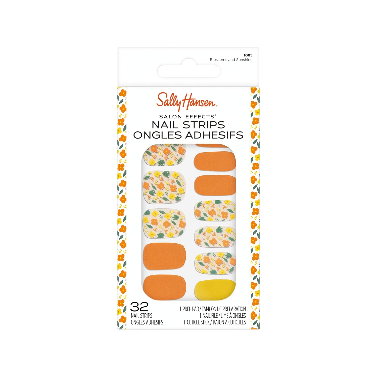 Sally Hansen Salon Effects Gel Nail Strips, Blossoms and Sunshine - Orange, No UV/LED Nail Lamps, Salon-Quality, Long Lasting, Easy to Apply & Remove - Includes 1 Prep Pad, Nail File & Wooden Stick - Image 10