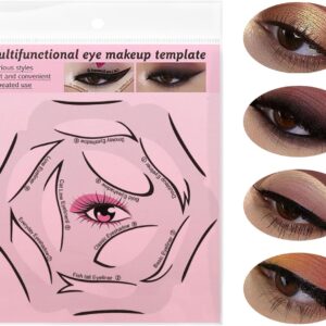 Eyeliner Stencils 4 Sheets Eyeliner Stencil Set 6 in 1 Reusable Eyeliner Stencils for Ideal Winged Tip Includes Eyeshadow Stencils and Eyeliner Tape Makeup Tool for Hooded Eyes, Clear