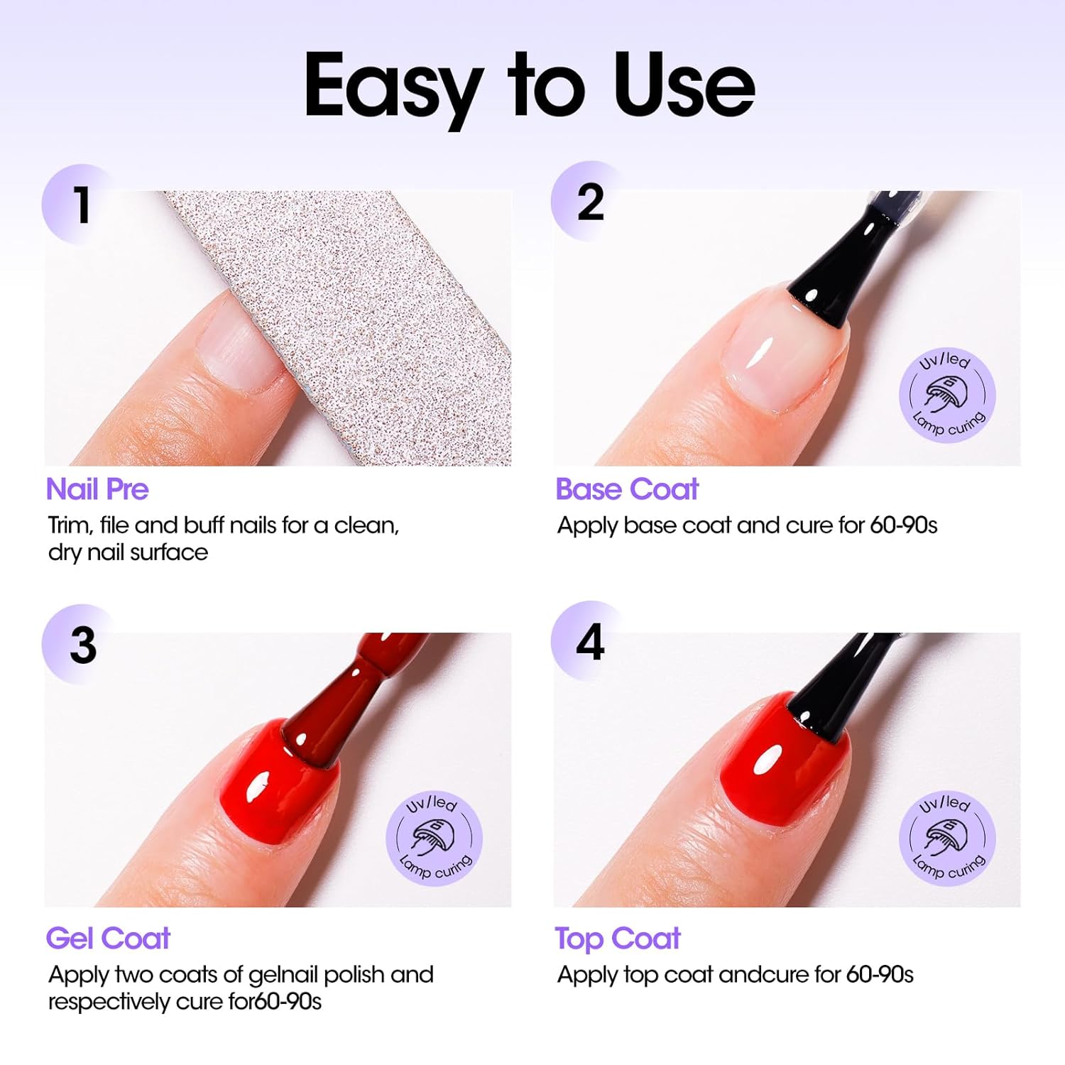 GELLEN 2 Pc No Wipe Gel Top Coat Set, 18ml Glossy Nail Polish for Salon & Home - Image 7