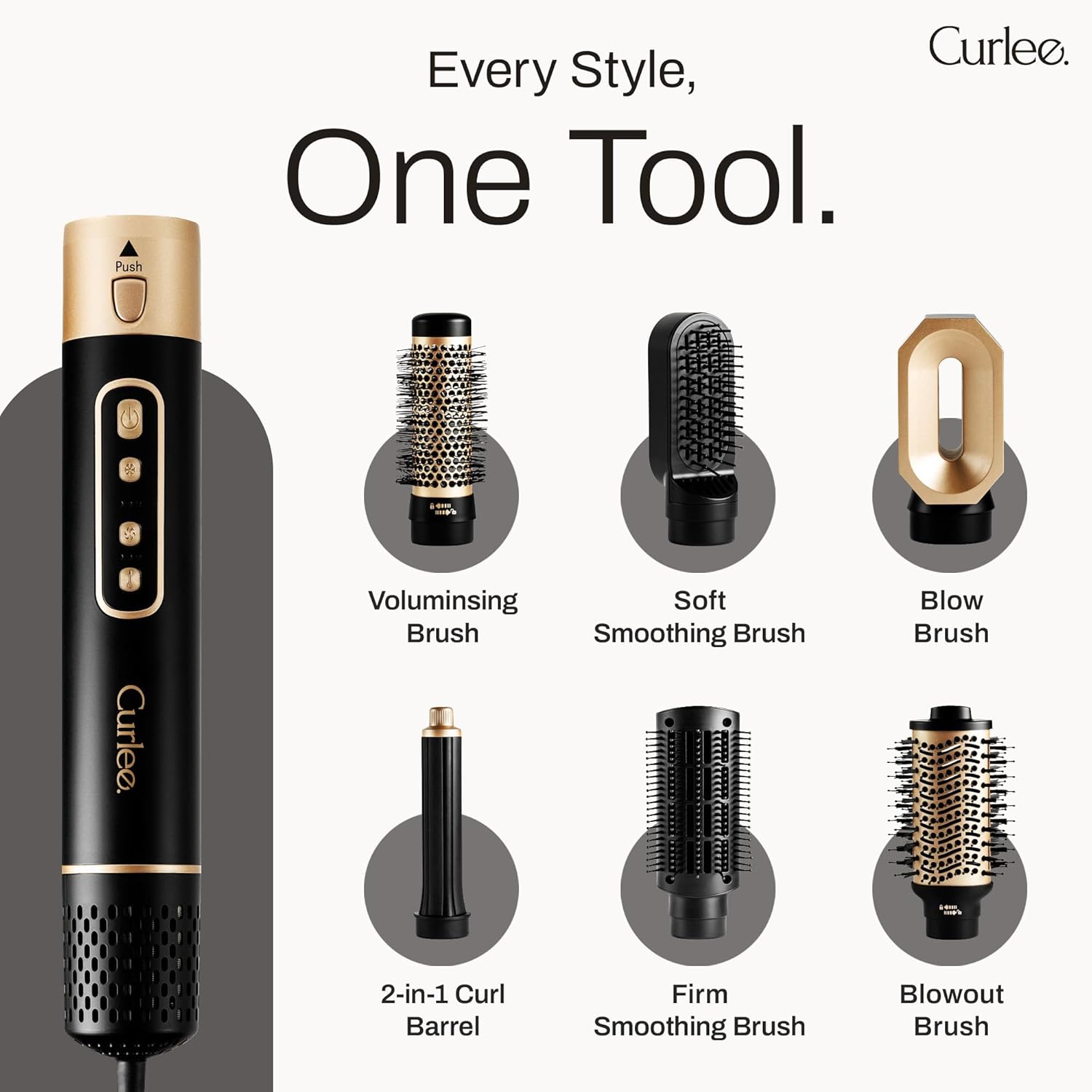 Hair Dryer Brush 1200 Watts 6 in 1 Hair Accessories Blow Dryer Automatic Curling Iron with Storage Box in Black for Curl Enhancing Hair Smoothing Volumizing Styling - by Curlee - Image 3