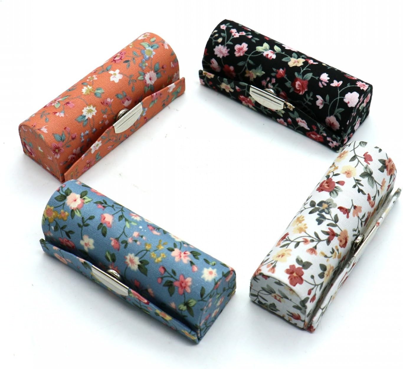 4 Pcs Ladies Floral Lipstick Case Holder with Mirror, Cosmetic Storage Kit Makeup Travel Cases Organizer Bag for Purse - Image 7