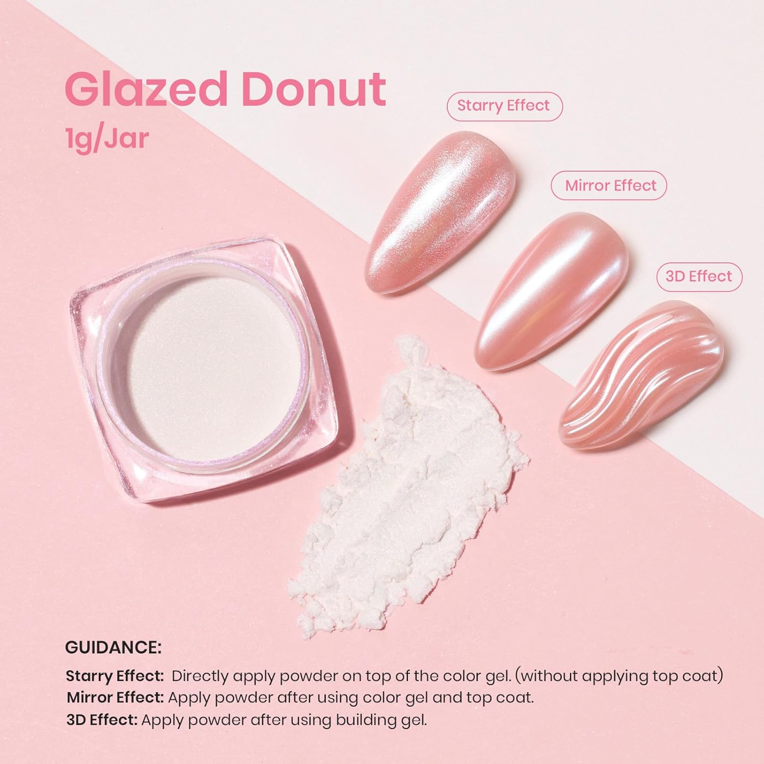 Beetles White Chrome Nail Powder for Gel Nails Pearl Cromer Nail Powder Mirror Effect Nails Gel Polish Glitter Manicure Holographic Pigment Nails Art Design Gifts for Women - Image 3