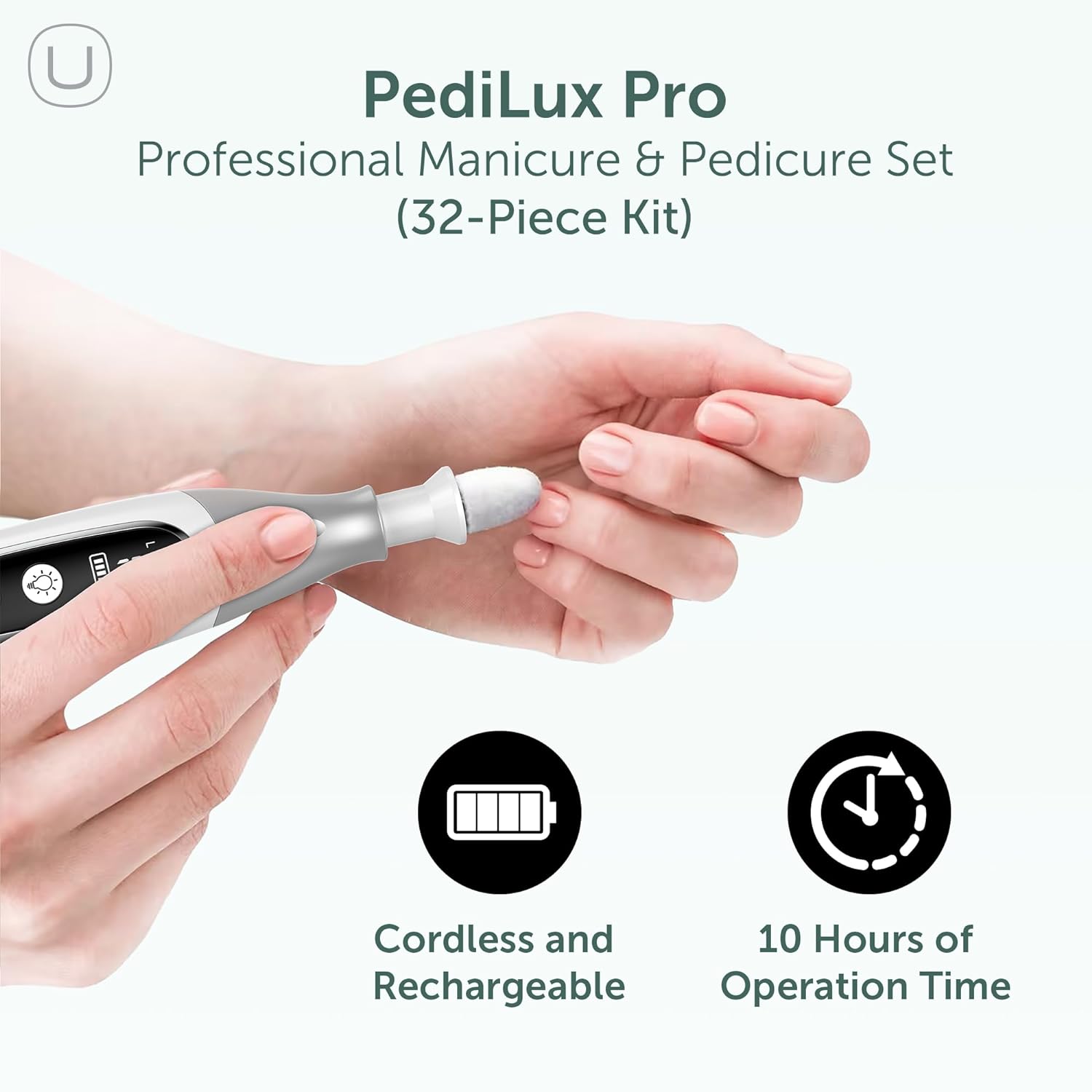 PediLux Pro Cordless Electric Nail File Drill Set for Manicure Pedicure Care - Image 2