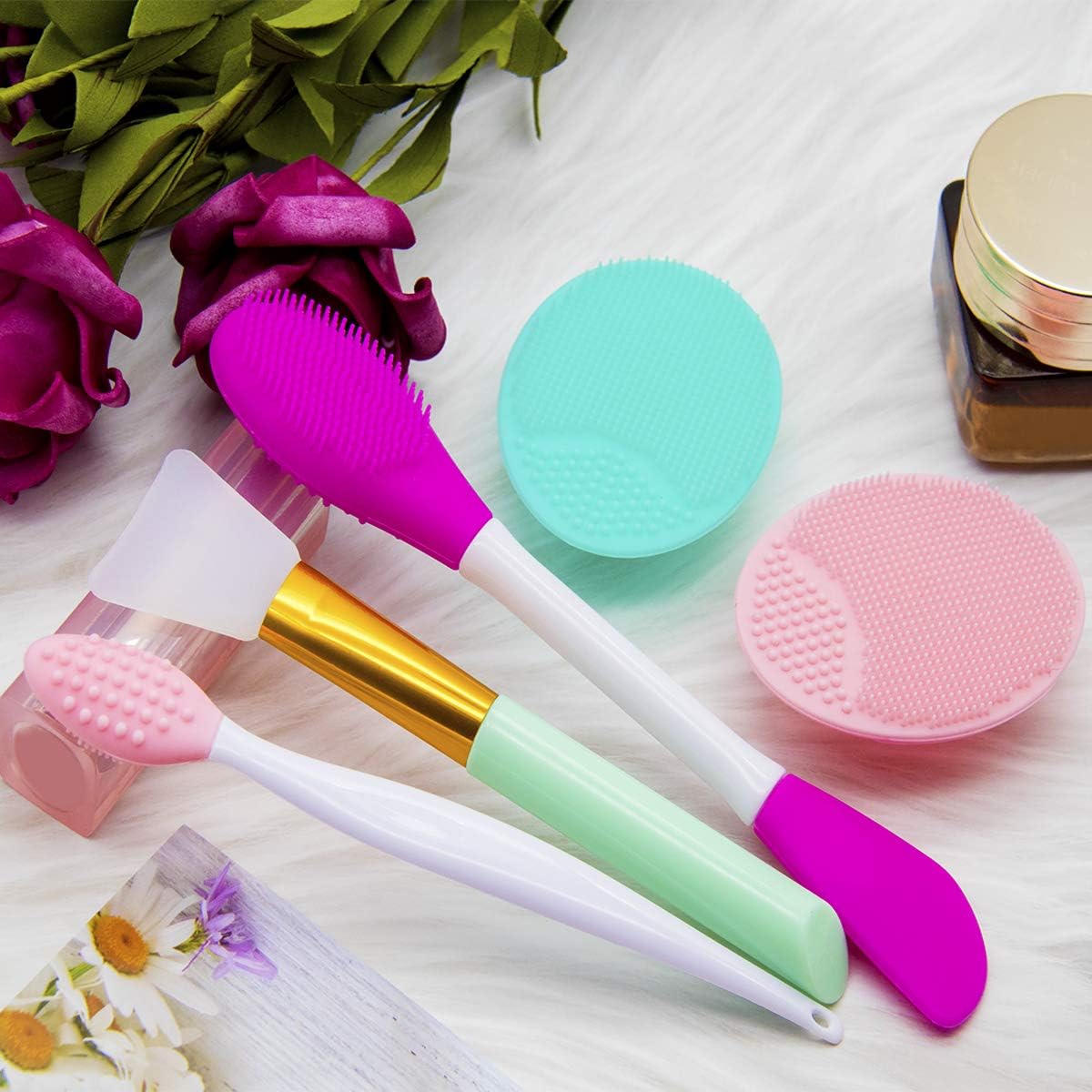 5PCS Silicone Scrubber Set, Lip & Face Cleansing Brush and 2PCS Exfoliating Face Brush for Men & Women - Image 9