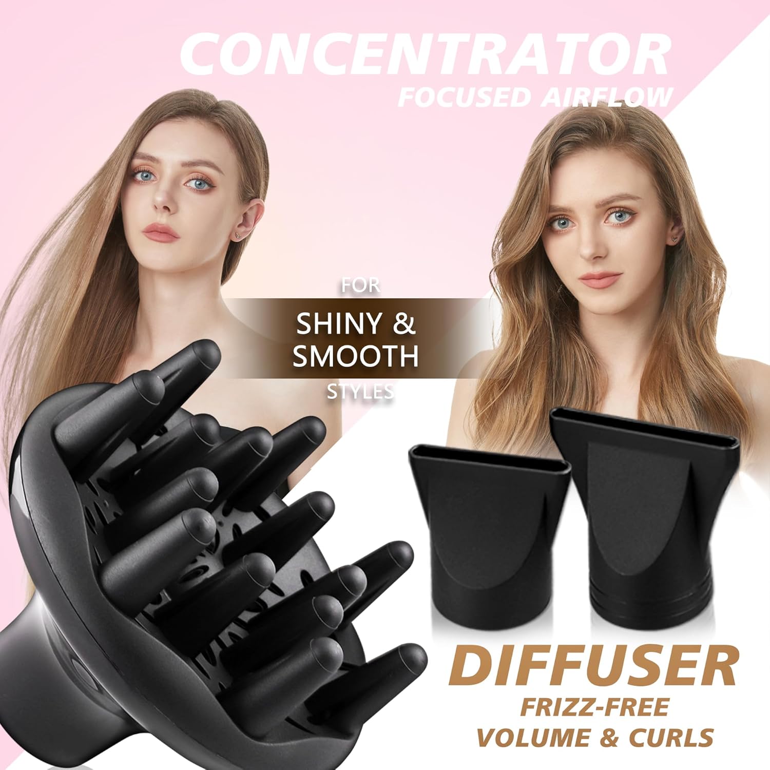 VAGARY Professional Salon 2200W Blower Dryer with Diffuser Concentrator Nozzles,Negative Ionic Blow Dryer,Low Noise Hair Dryers,2 Speeds and 2 Heat Settings 1 Cool Shot Button - Image 4