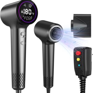 Hair Dryer ，Ionic Hair Dryers for Women/Man,110, 000 RPM Professional HD Display High-Speed Blow Dryer, Fast Drying Cool&Hot Air Hair Dryer,400 Million Plasma Low Noise Hairdryer with Magnetic Nozzle