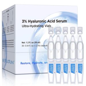30pcs 3% Hyaluronic Acid Serum Ultra-Hydrating Vials, Hyaluronic Acid Tubes, Hyaluronic Acid Serum for Face, Hydrating Face Serum for Women Anti Aging, Ultra Hydrating Serum For Face Skin