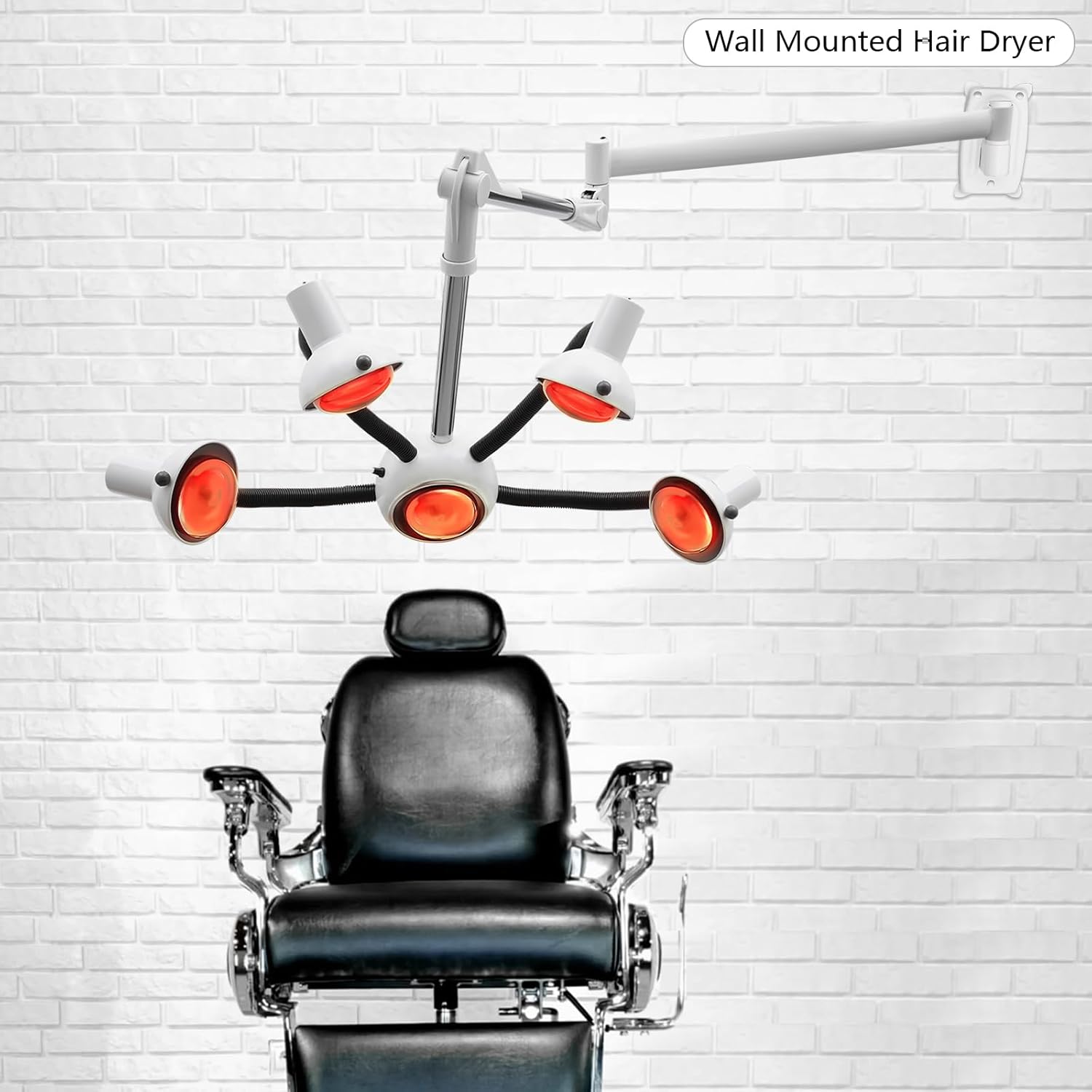 5 Head Infrared Heat Lamp, Salon Hair Dryer Color Processor, Adjusting Angle Wall Mounted Hair Steamer, Styling Perming Dryer Salon Heat Lamp - Image 7