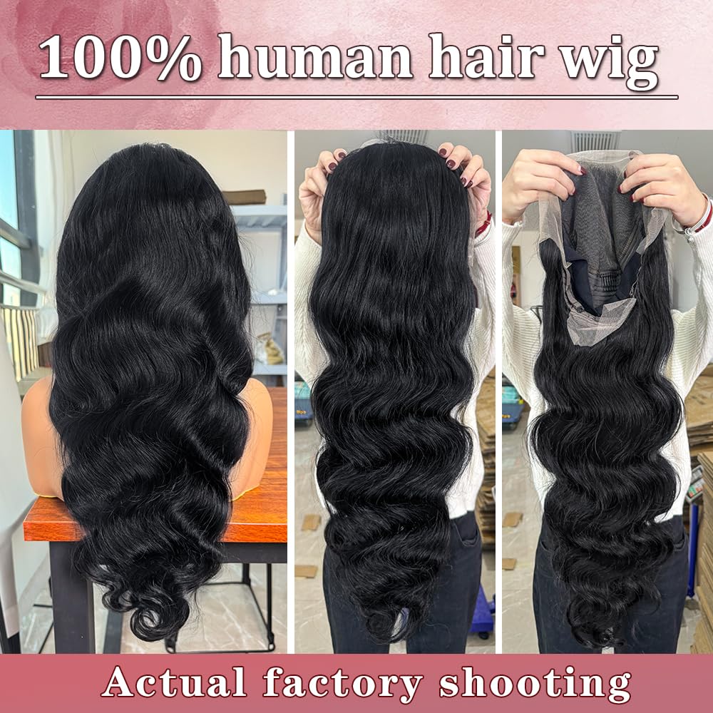 Body Wave Lace Front Wigs Human Hair 13x4 180% Density HD Transparent Lace Frontal Human Hair Wig Pre Plucked Glueless Wigs for Women with Baby Hair Bleached Knots 26 Inch - Image 4