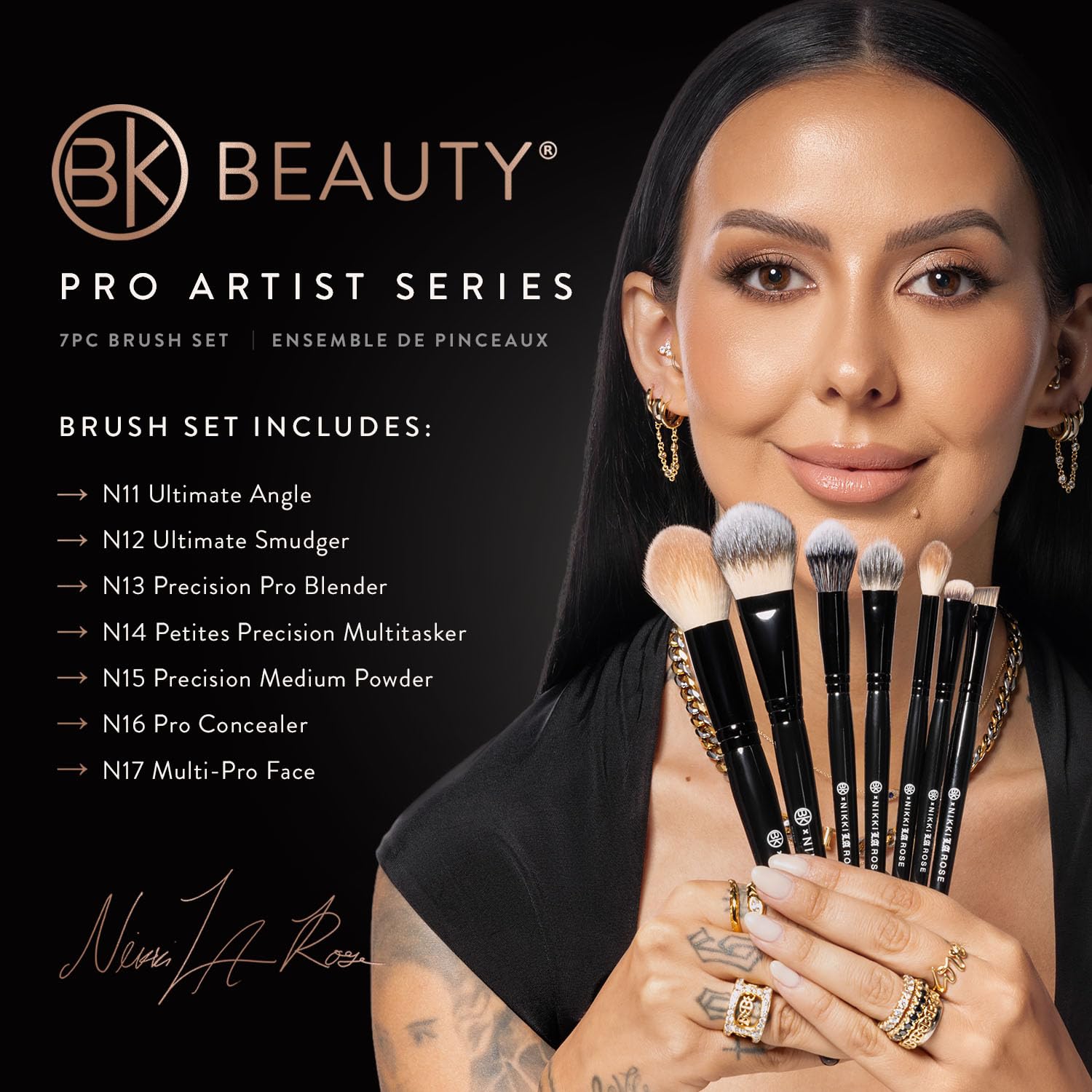 BK BEAUTY - Nikki La Rose Pro Artist Makeup Brush Set (7PC) - Image 4