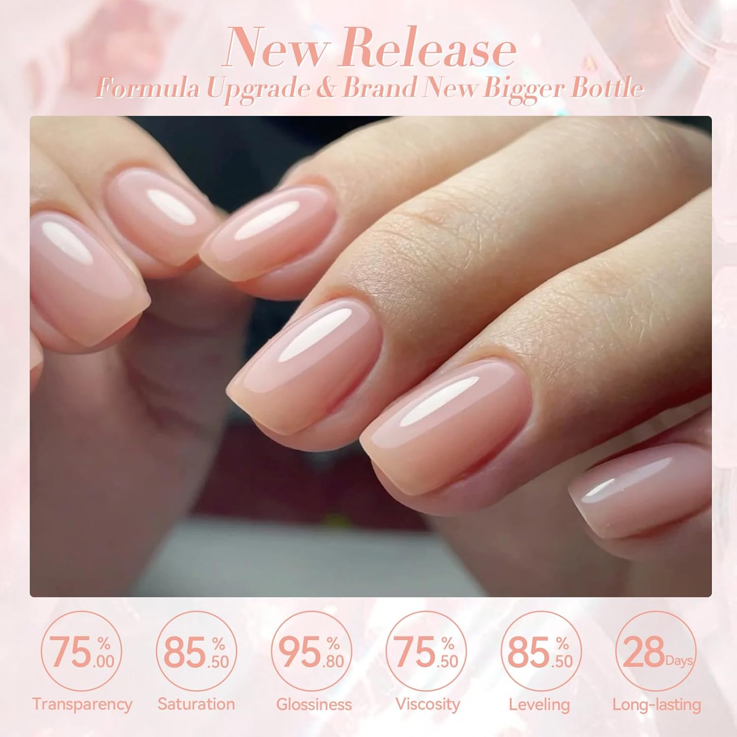 BORN PRETTY Jelly Gel Nail Polish Jelly Nude Gel Polish Sheer Translucent Skin Stone Natural Soak Off Hema-Free Gel Polish Nail Art DIY 15ML - Image 2