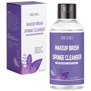 Makeup Brush Cleaner Shampoo, Efficient Brush Cleanser Liquid Solutions for Make up Brushes/Sponges Blender/Puffs(5 FL Oz)