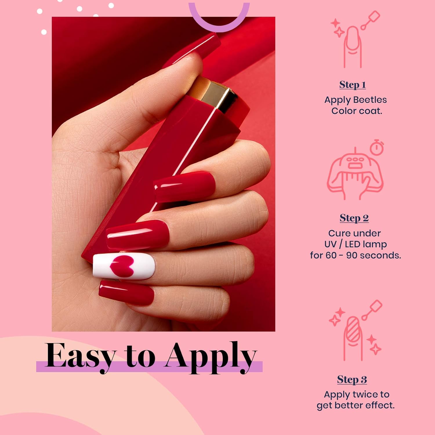 Beetles Red Gel Nail Polish Set - 6 Colors Red Obsession Collection Popular Shimmer Burgundy Gel Polish Kit Nail Art Design Soak Off Uv LED Gel Nail Kit Minicure DIY Home Gifts for Women - Image 5