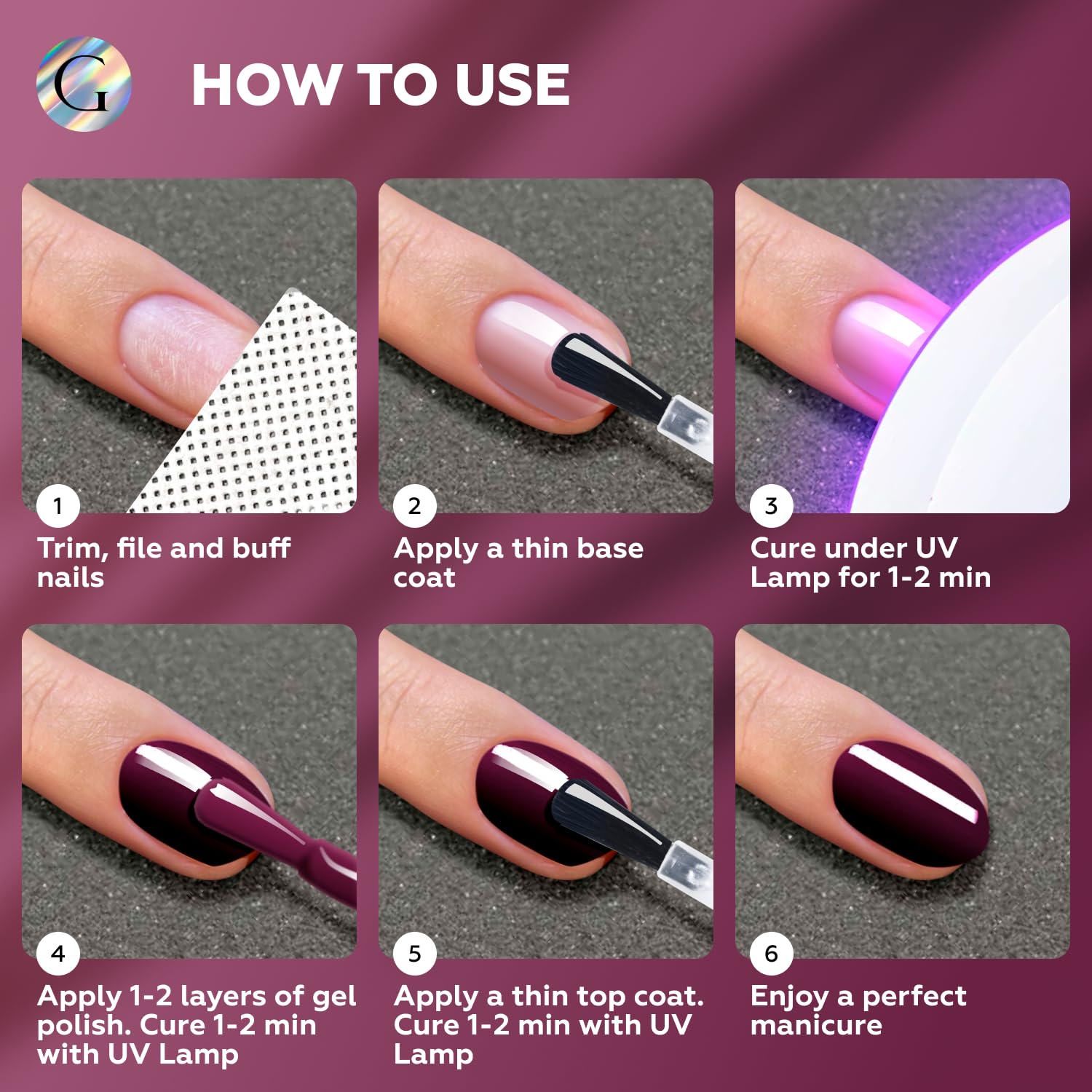 GLOSS Gel Nail Polish | Vanessa Dark Wine Gel 15ml 1 pcs - HEMA Free Gel Polish, Deep Cherry Red Soak Off UV LED Varnish, Professional Manicure for Home & Salon Use, DIY Gifts for Girls - Image 7