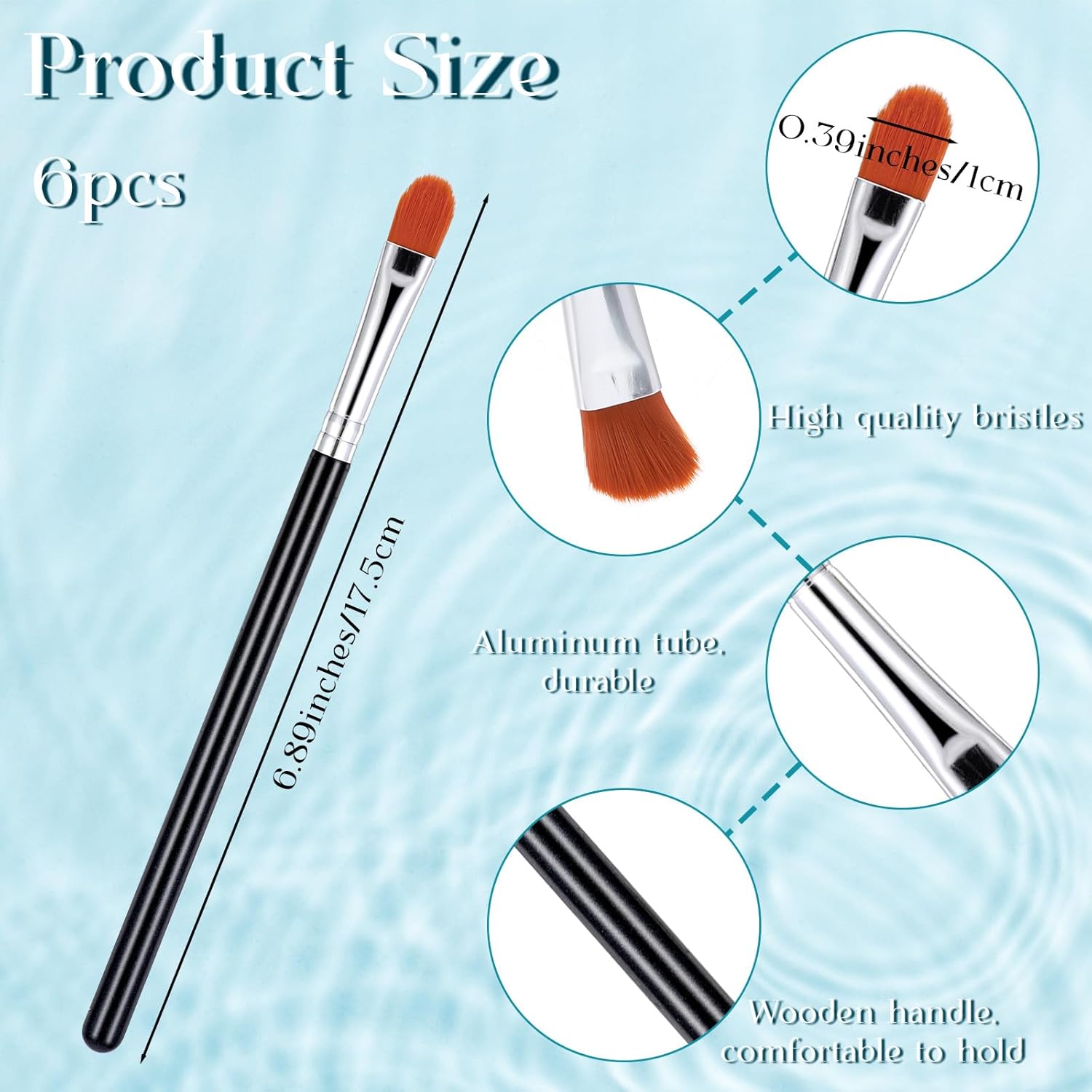 6 Piece Flat Eye Shadow Primer Applicator Brush Set for Flawless Blending - Image 2