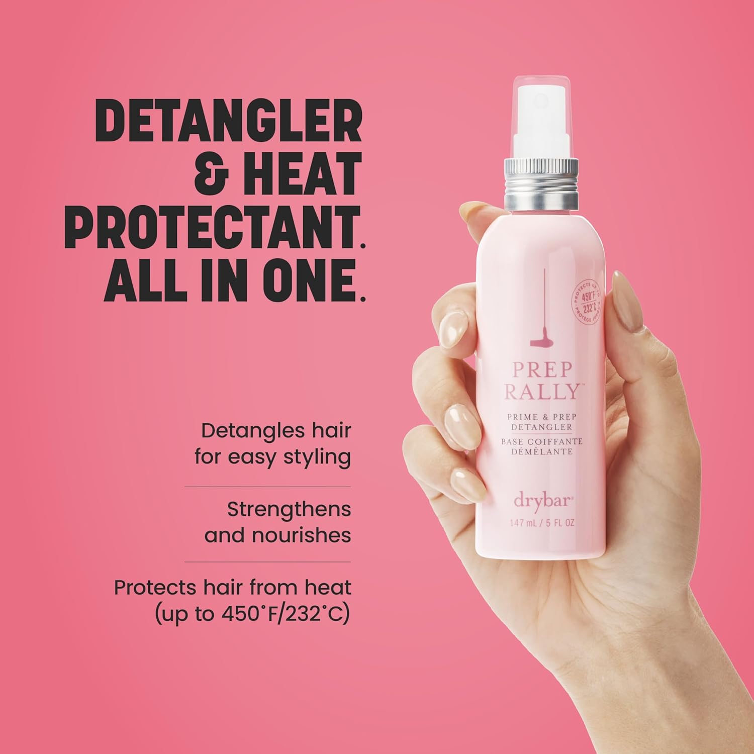 Drybar Prep Rally Prime & Prep Detangler | Nourishes Hair, Detangles with Ease, Leaves Hair Soft & Manageable, Protects Hair, Cruelty Free - Image 3