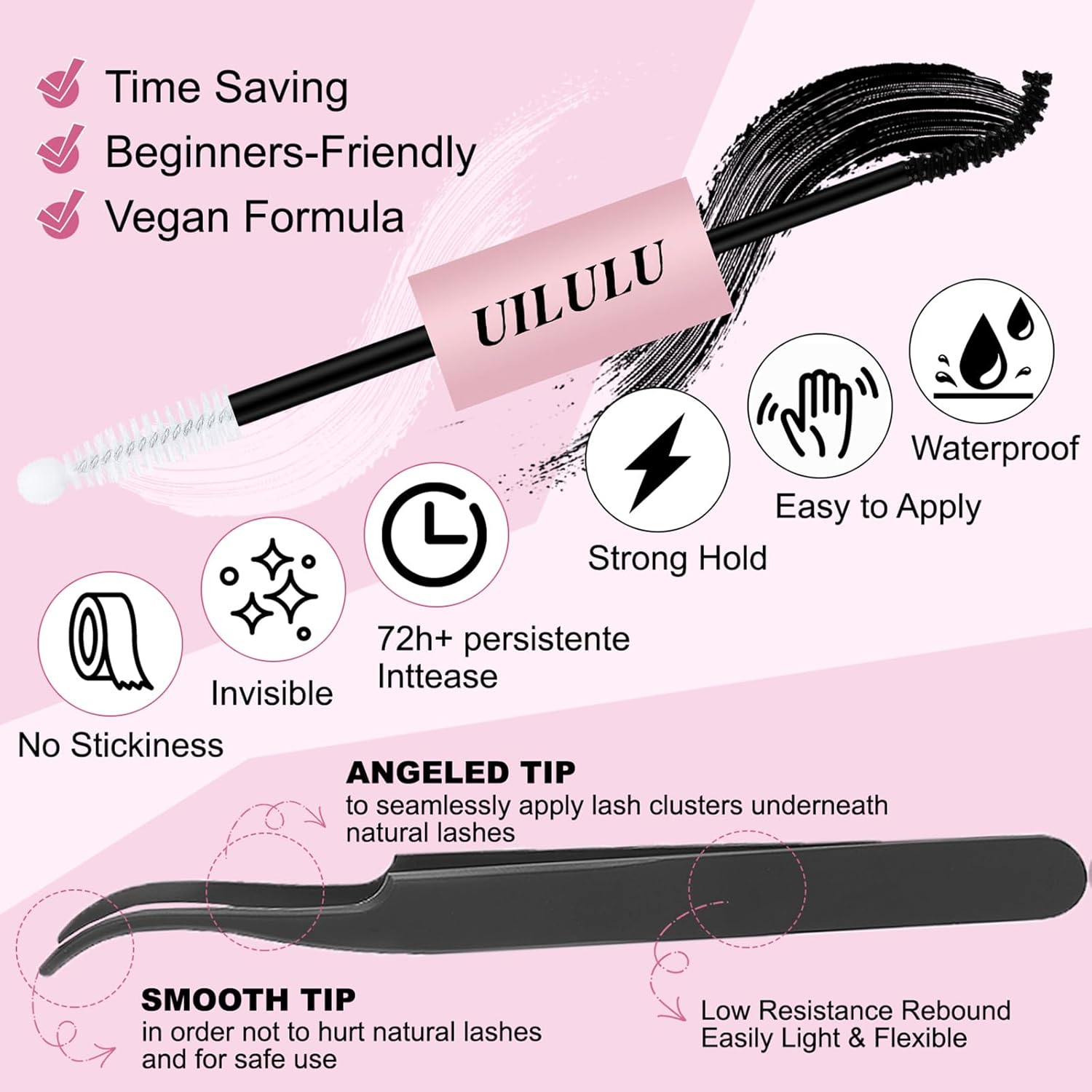 Lash Clusters Kit 10-16mm DIY Eyelash Extensions Kits 120 D Curl - 0.07D Individual Eyelashes Anime False Lashes Bond and Seal Remover Tweezers for Eye Lash Set at Home - Image 8
