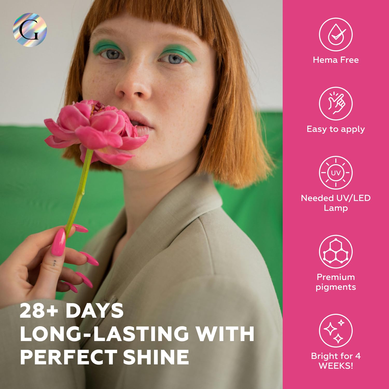 GLOSS Gel Nail Polish | Strawberry Cocktail 15ml 1 pcs - HEMA Free Gel Polish, Pink Soak Off UV LED Gel Varnish, Professional Manicure Nail Art Design Gifts for Girls & Women - Image 4