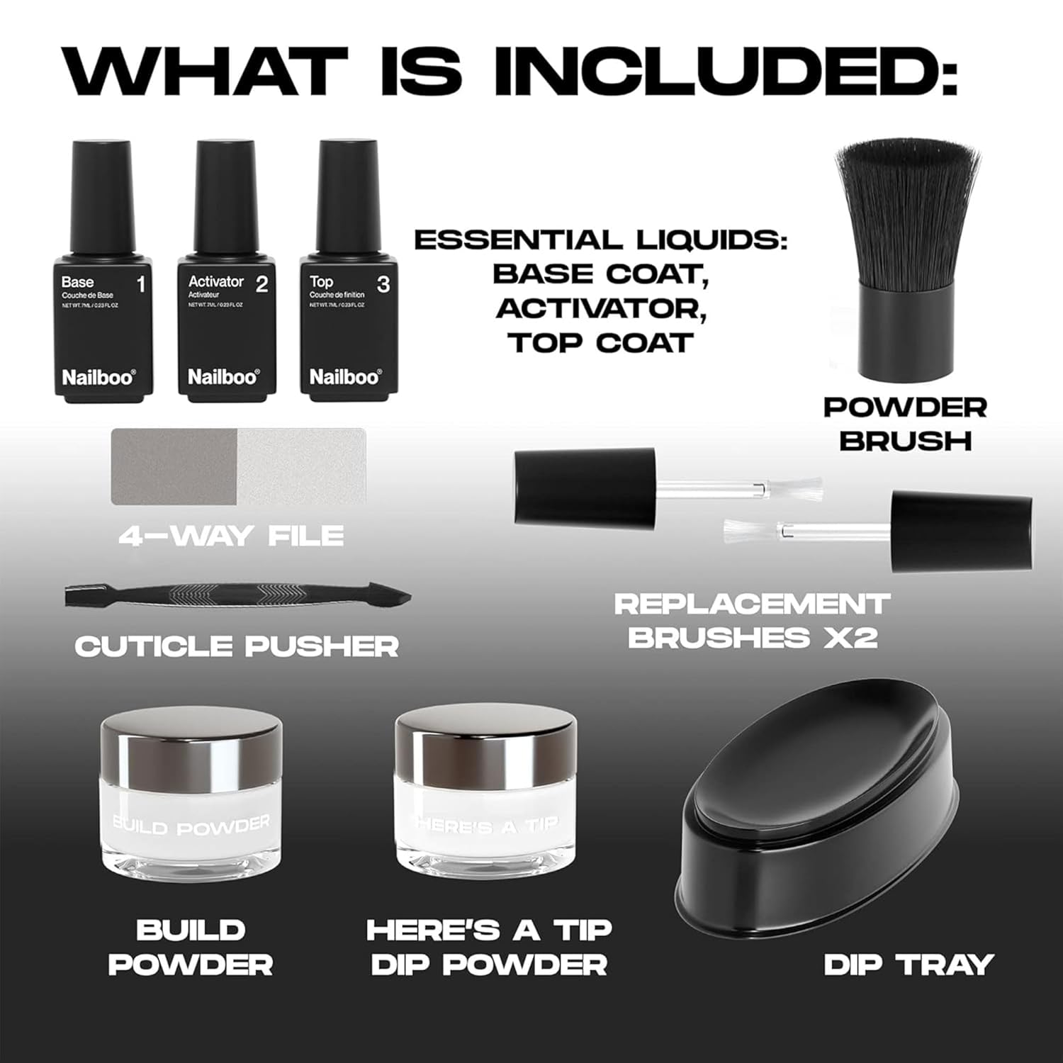 Nailboo Here's a Tip Premium Dip Nails Starter Kit, Nail Powder Dip Kit for DIY At Home Manicure, Includes Dipping Powder and Liquids, White - Image 4